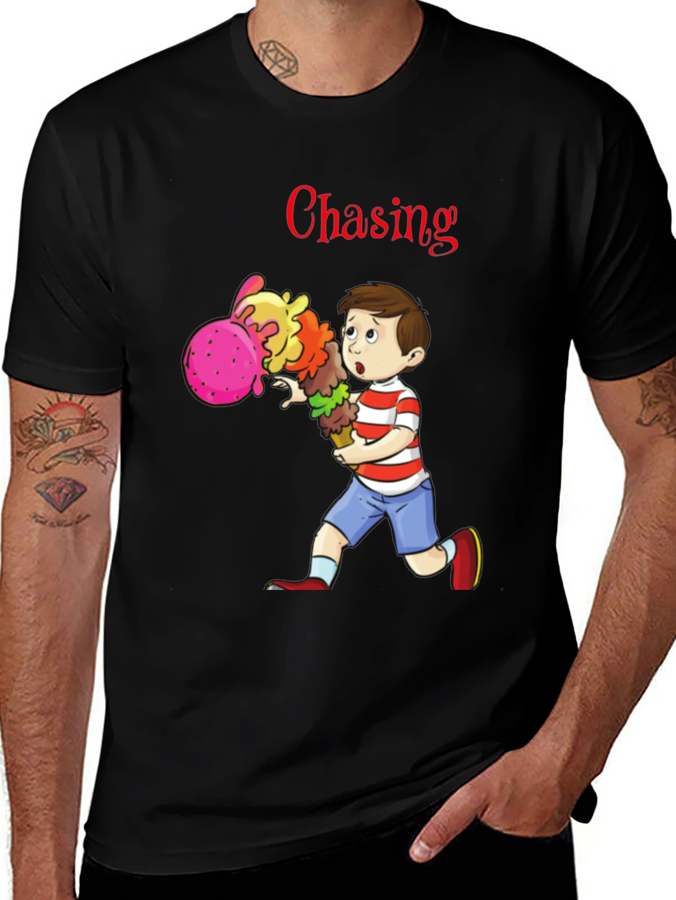 Variant 3 of Boy Chasing Ice Cream T-Shirt - Fun Graphic Tee