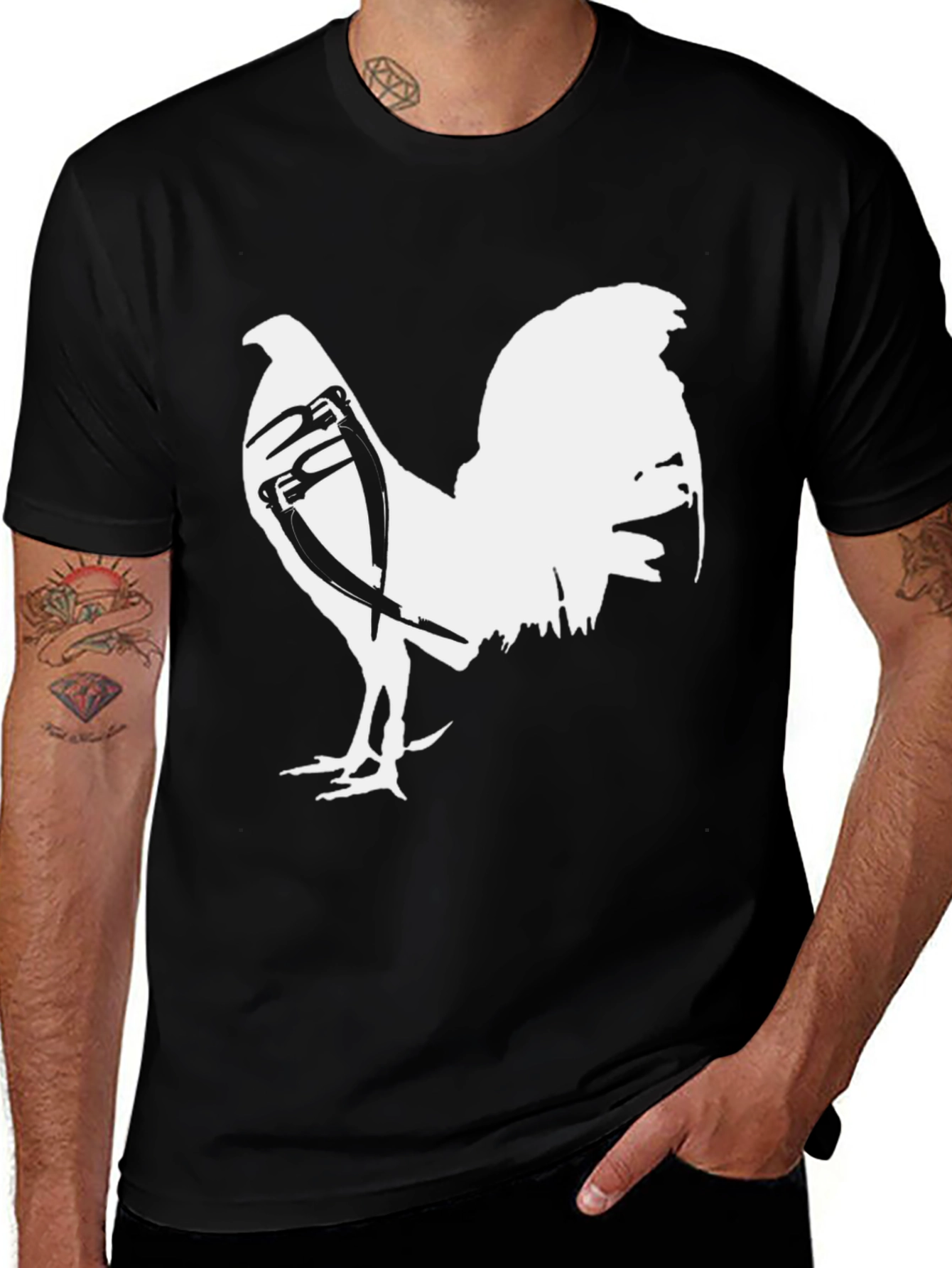 Variant 27 of Rooster Graphic Tee - Men's Black T-Shirt