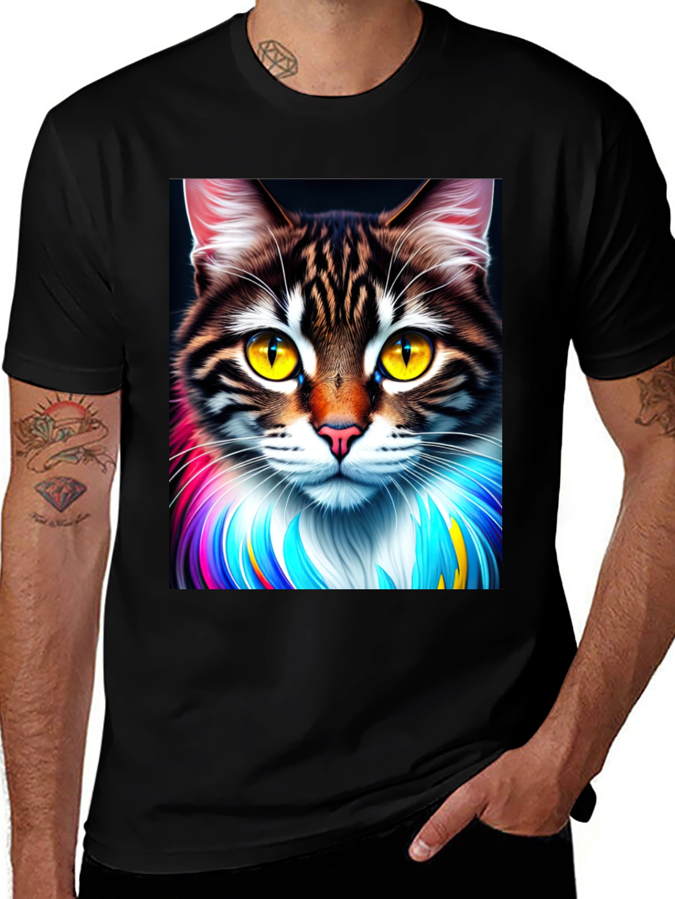 Variant 5 of Cat Art Graphic T-Shirt - Unique Design