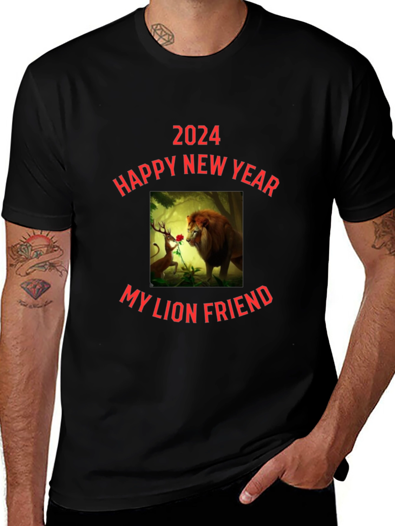 Variant 9 of Happy New Year 2024 My Lion Friend Graphic Tee