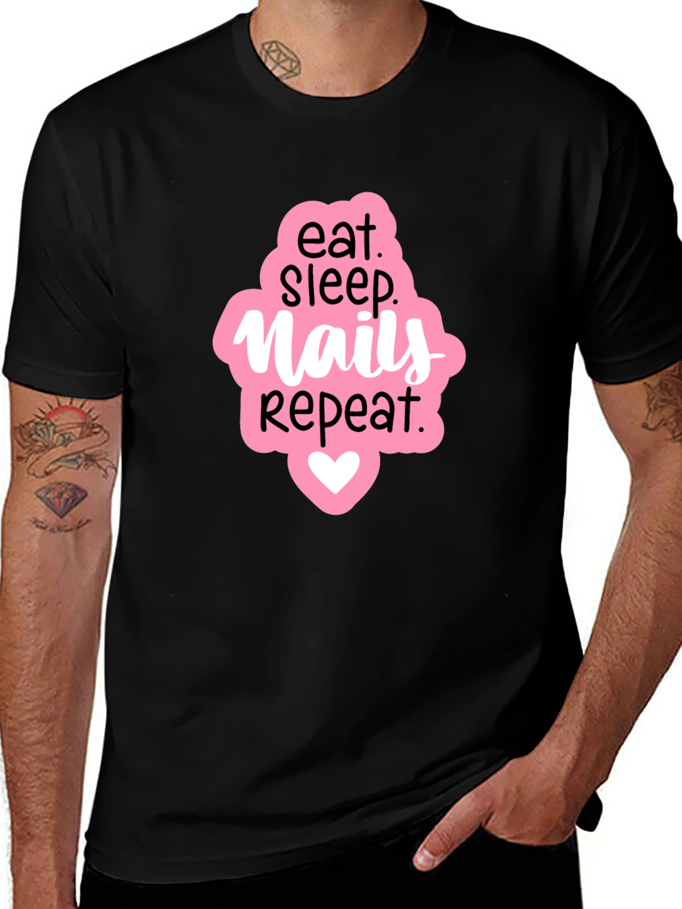 Variant 3 of Eat Sleep Nails Repeat Graphic Tee
