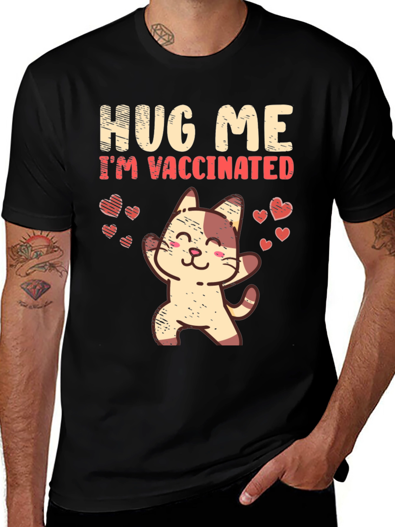Variant 29 of Hug Me I'm Vaccinated Cat T-Shirt