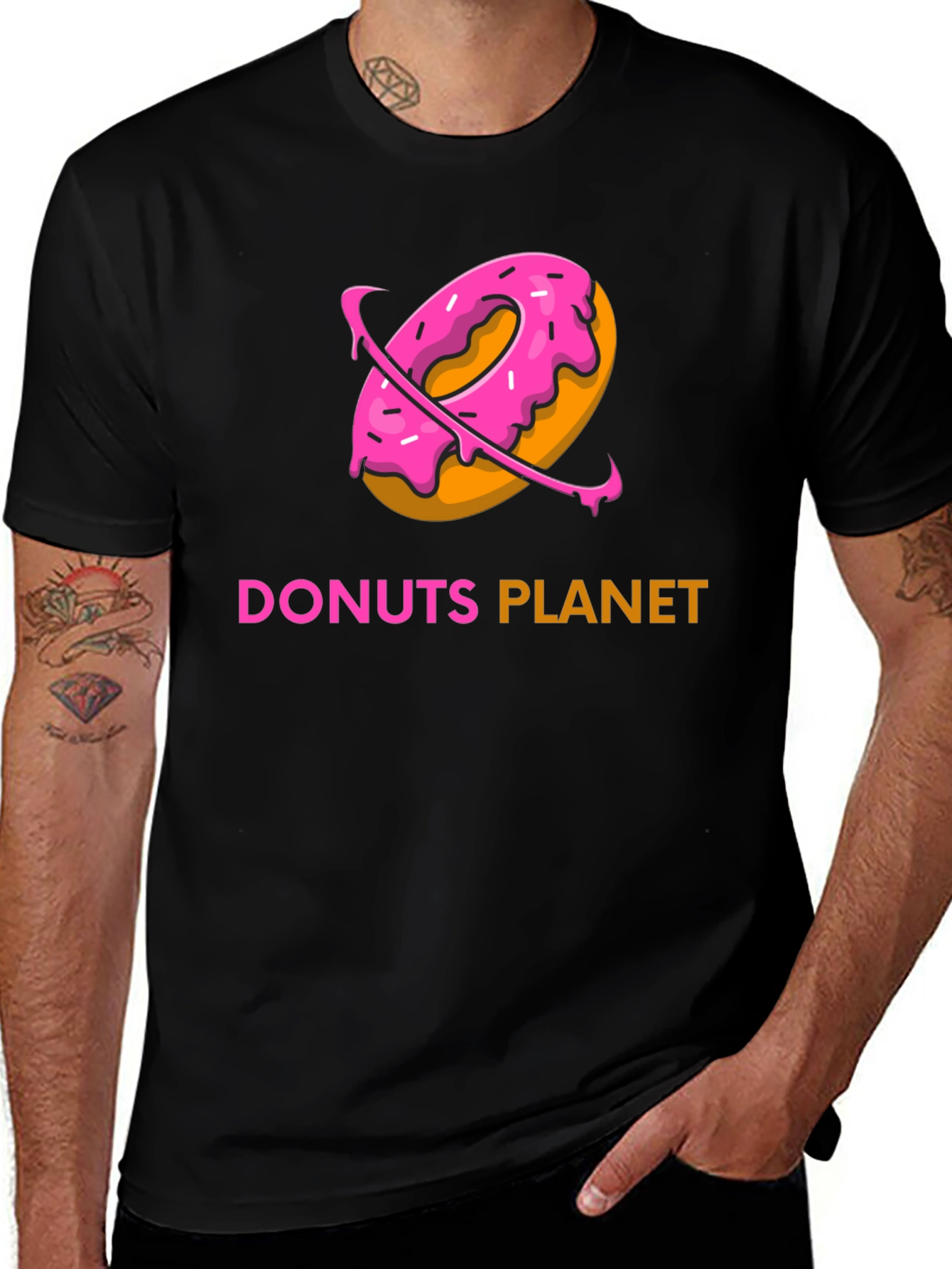 Variant 3 of Donuts Planet Graphic T-Shirt - Black