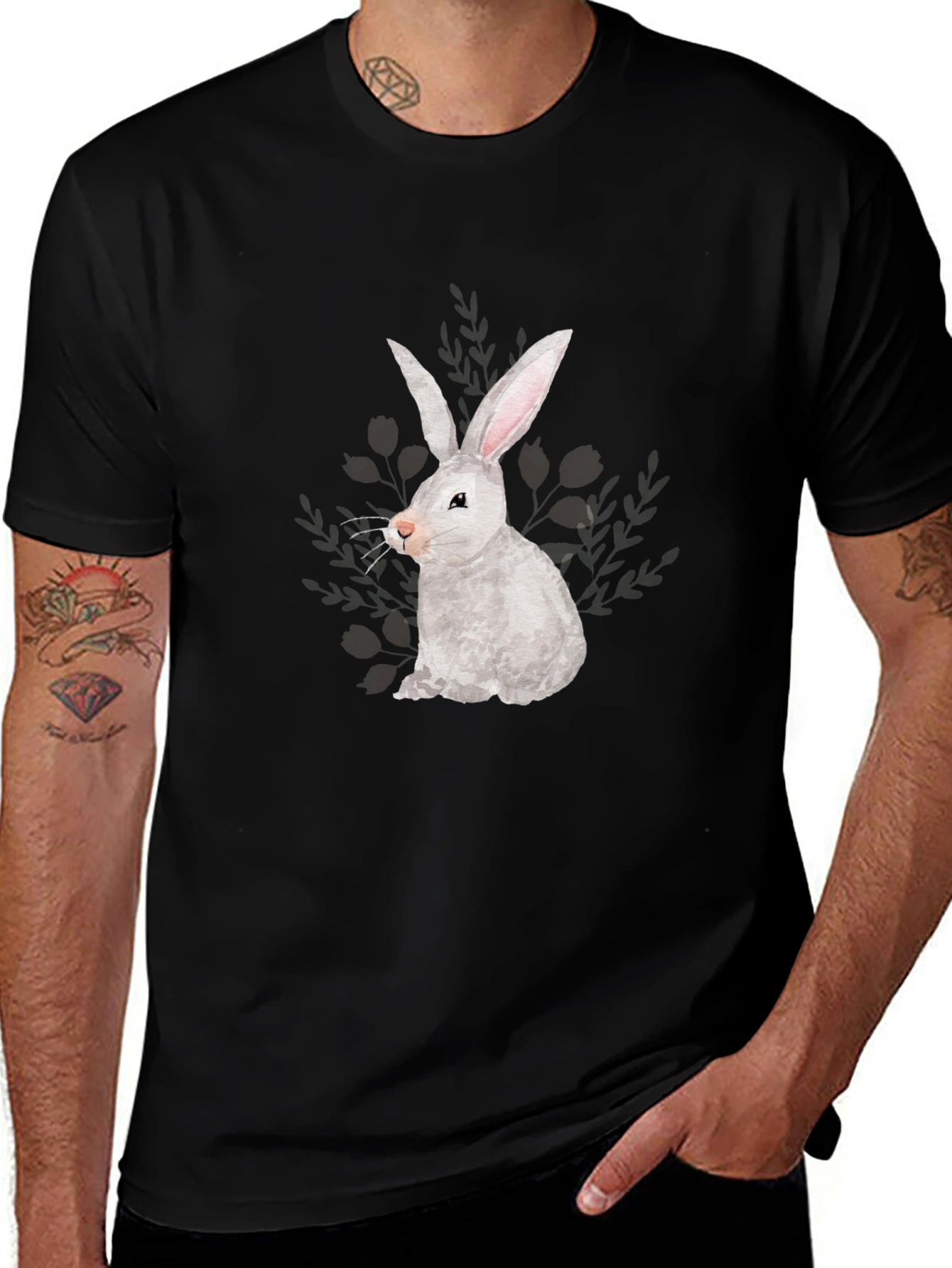 Variant 16 of Bunny Graphic Tee - Soft Black T-Shirt