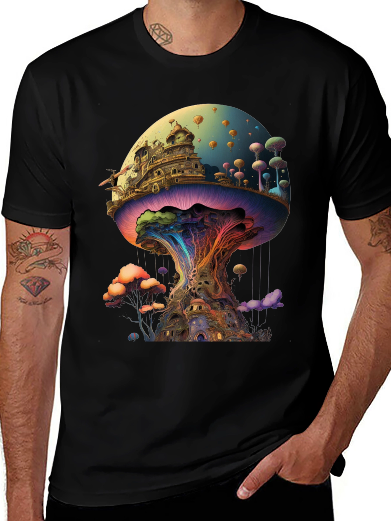 Variant 5 of Psychedelic Mushroom Kingdom Graphic T-Shirt