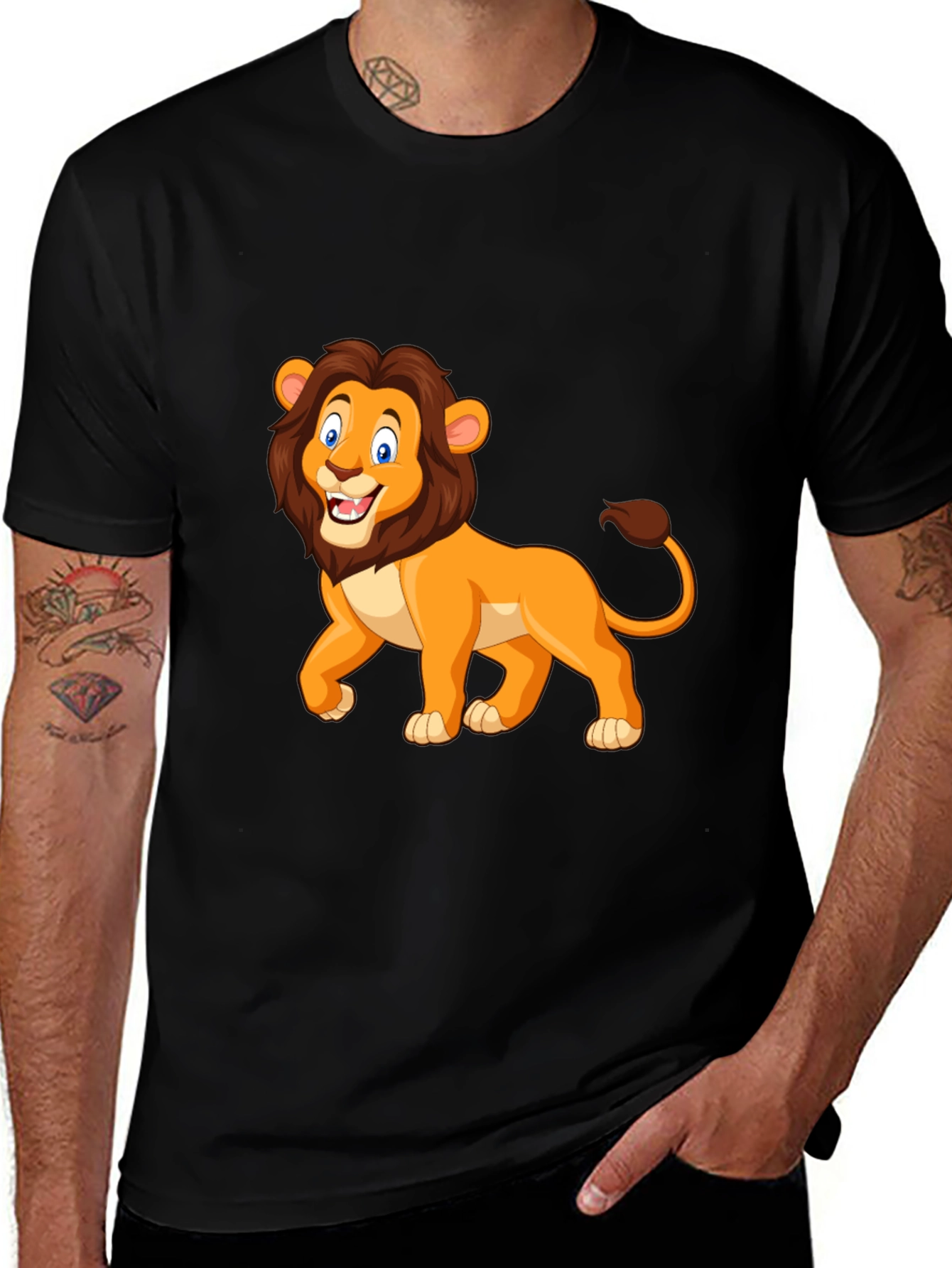 Variant 26 of Lion Graphic Tee - Black Cotton T-Shirt