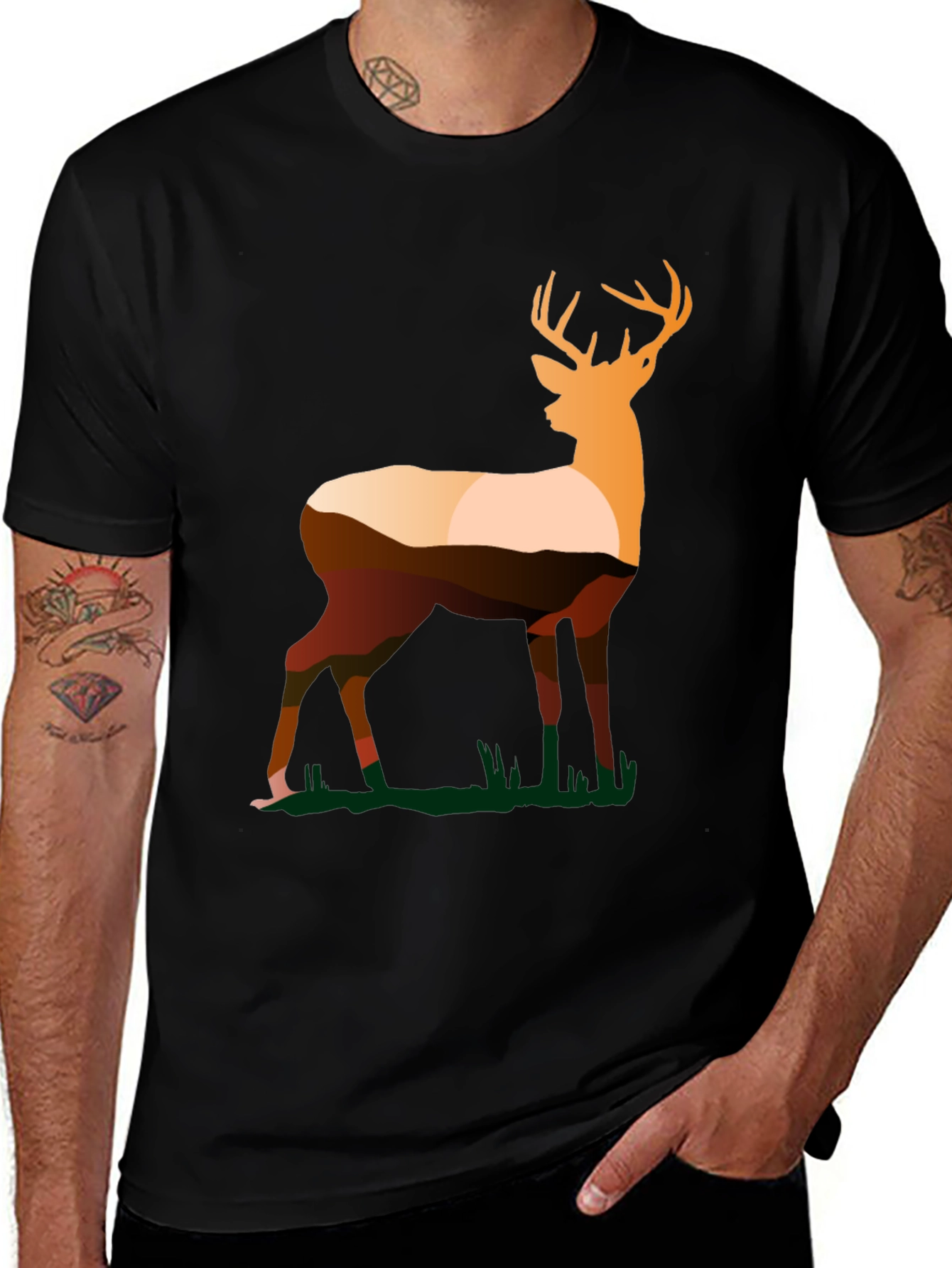 Variant 12 of Deer Silhouette Graphic Tee - Nature Inspired Design