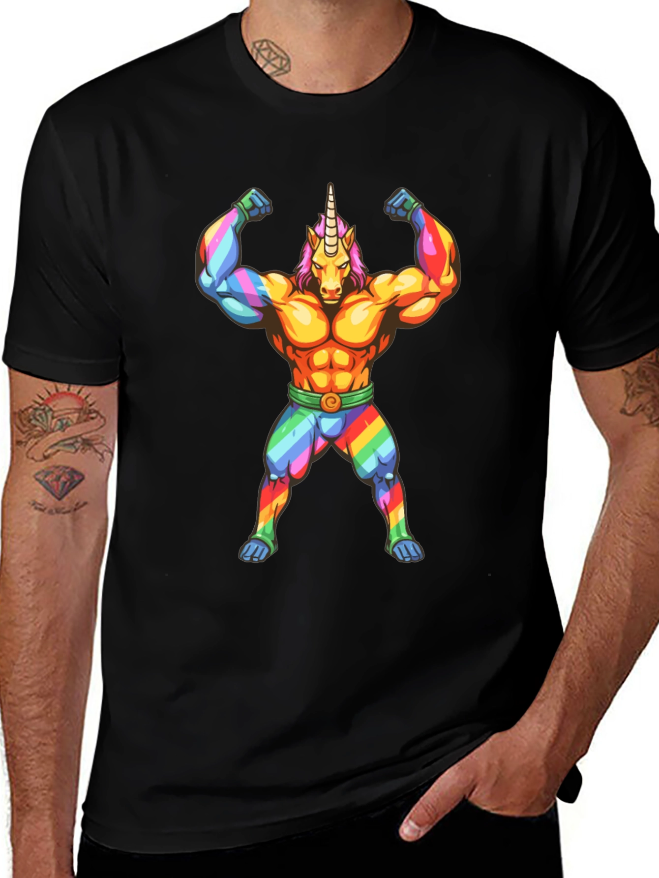 Variant 23 of Rainbow Unicorn Muscle T-Shirt - Bold Graphic Tee