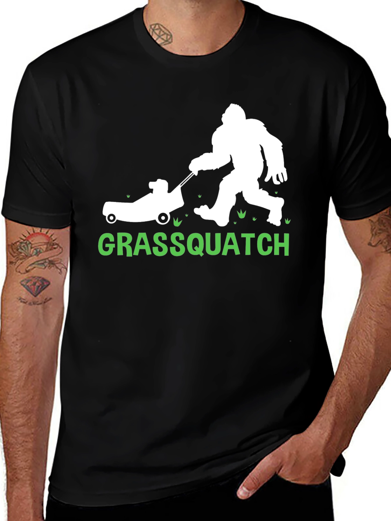 Grassquatch T-Shirt - Bigfoot Lawn Care Tee