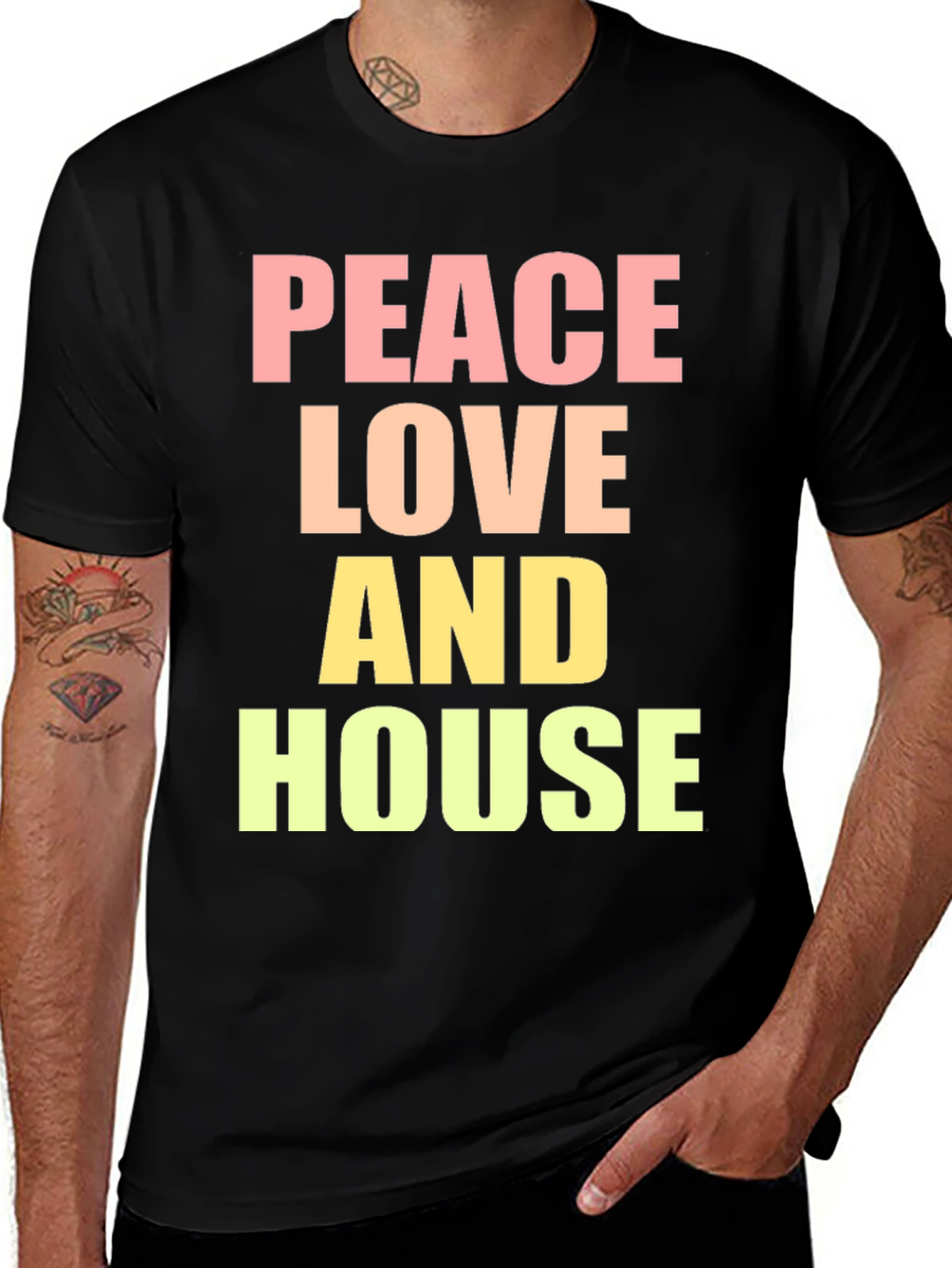 Variant 5 of Peace Love House T-Shirt - Trendy Graphic Tee