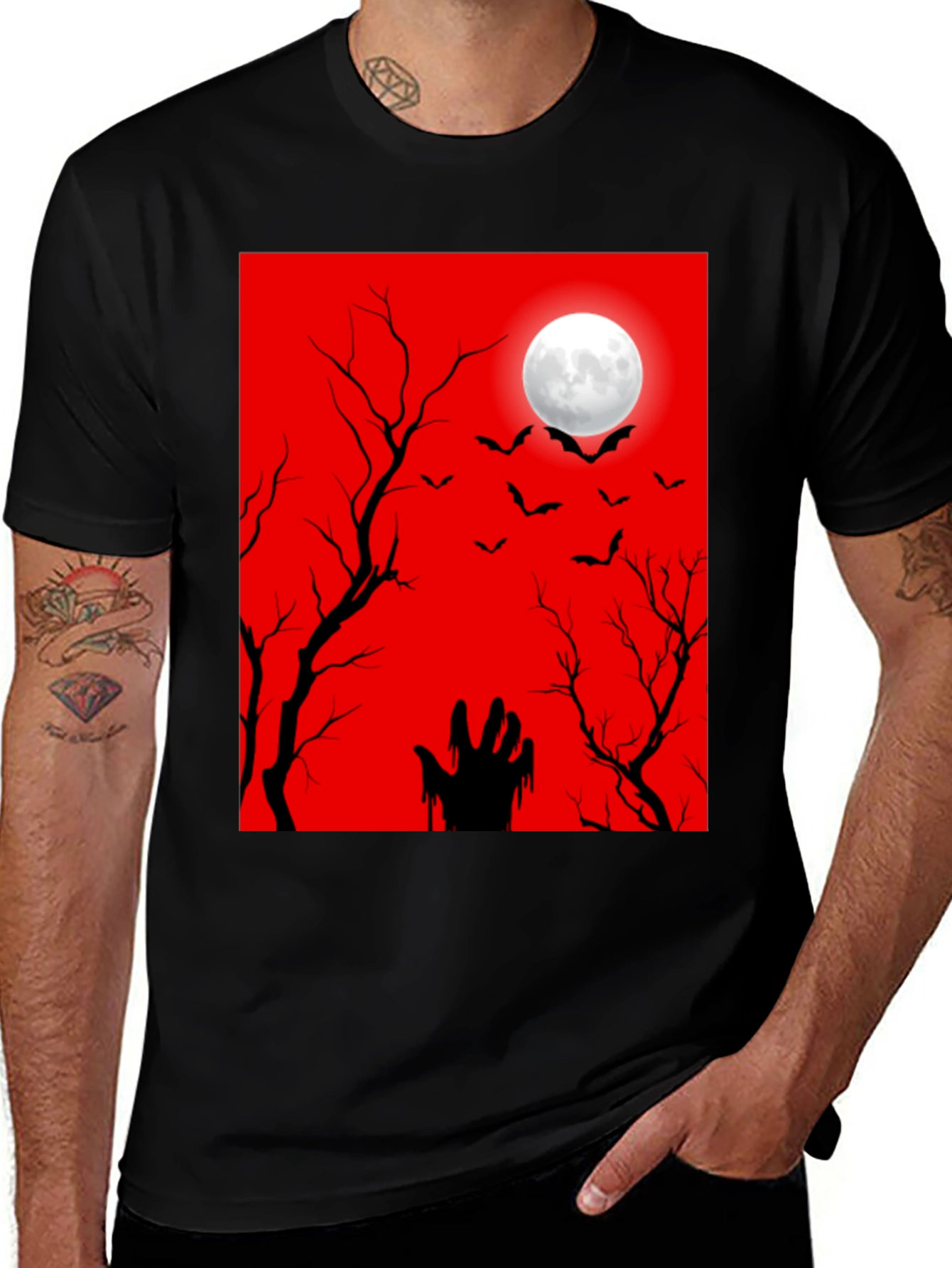 Variant 17 of Halloween Zombie Moon Graphic Tee