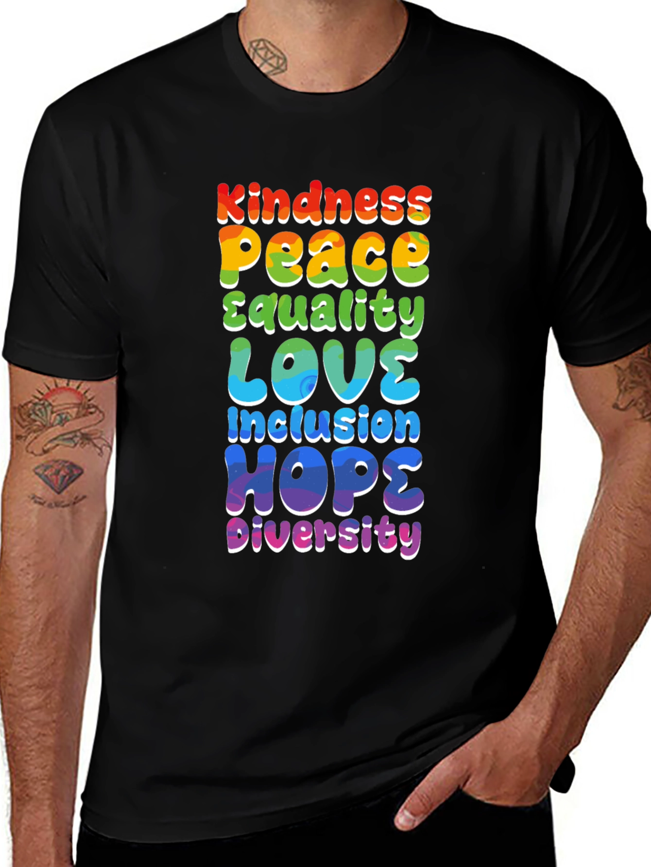 Variant 7 of Kindness Peace Love Equality Inclusion Hope Diversity Tee