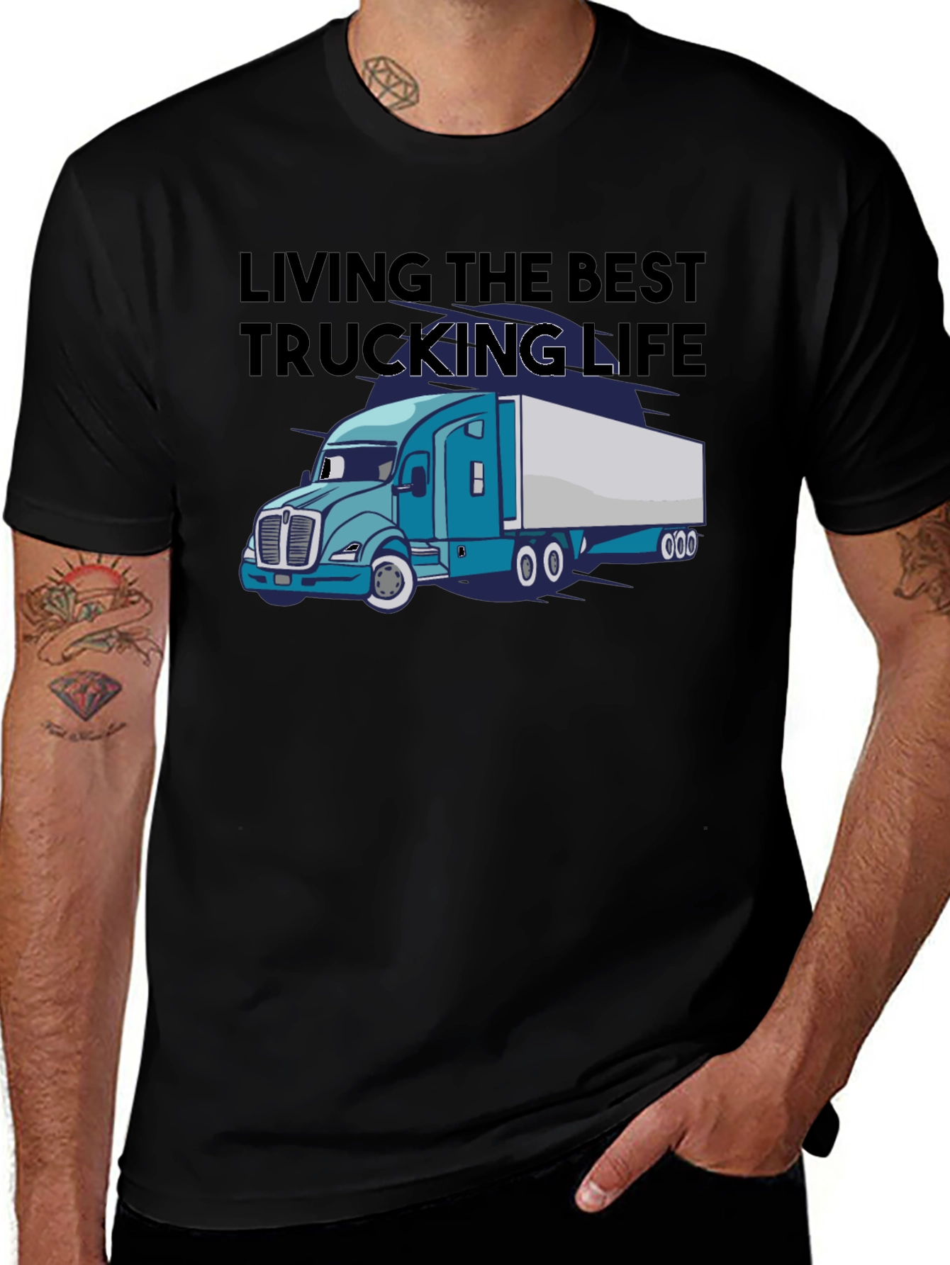 Variant 18 of Trucking Life Black T-Shirt