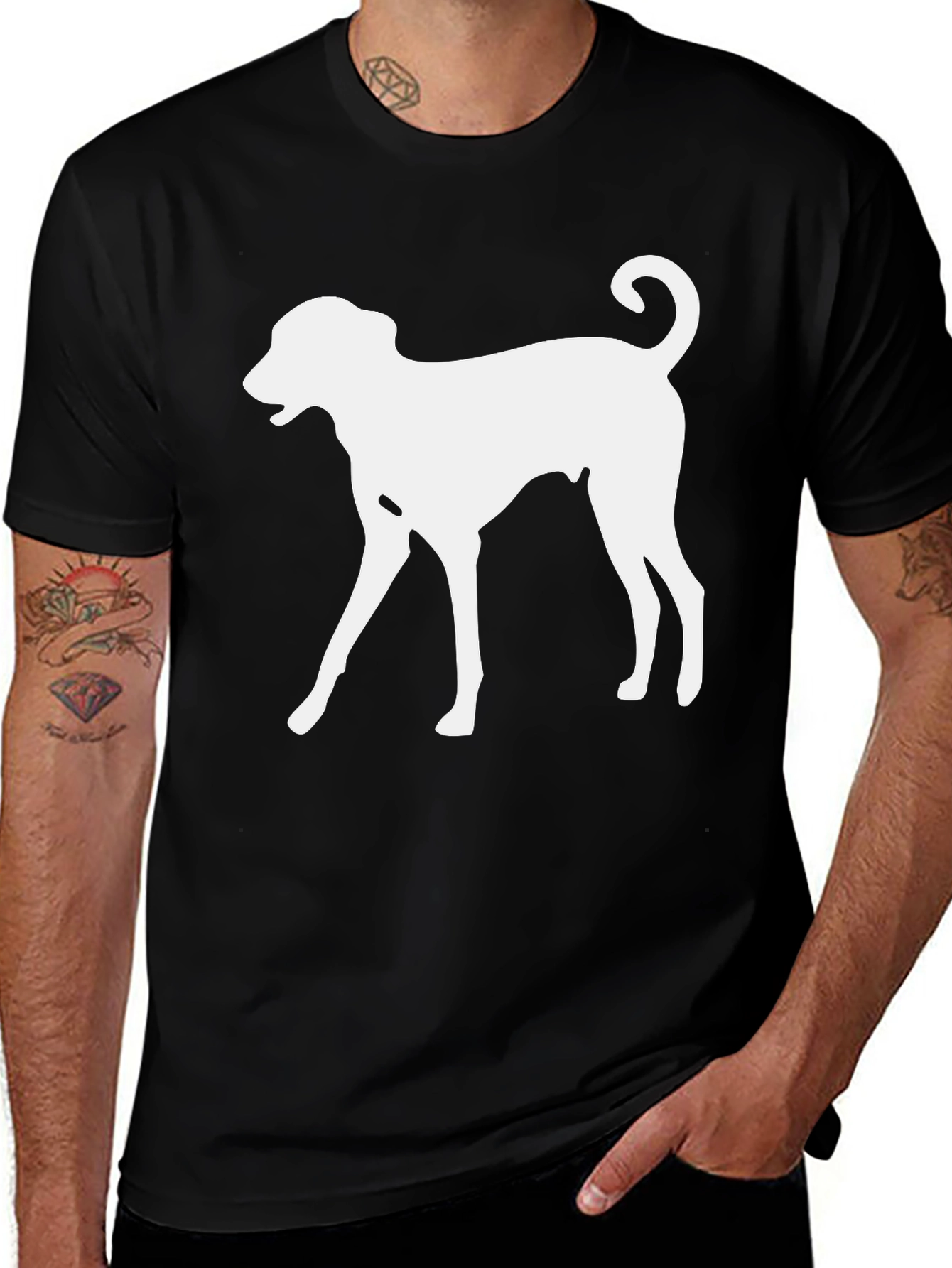 Variant 2 of Dog Silhouette Graphic Tee - Casual Black T-Shirt