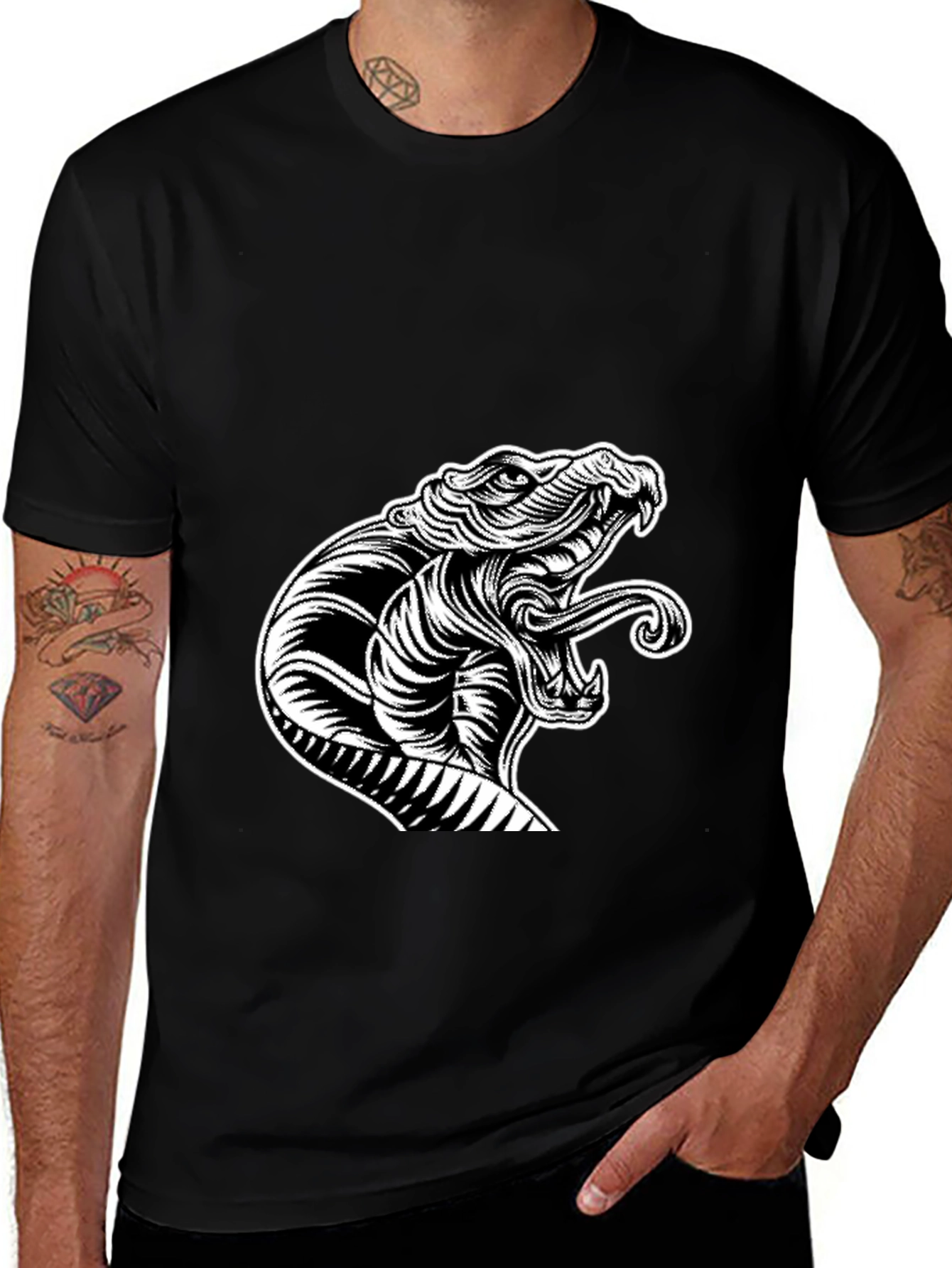 Variant 17 of Snake Graphic Black T-Shirt