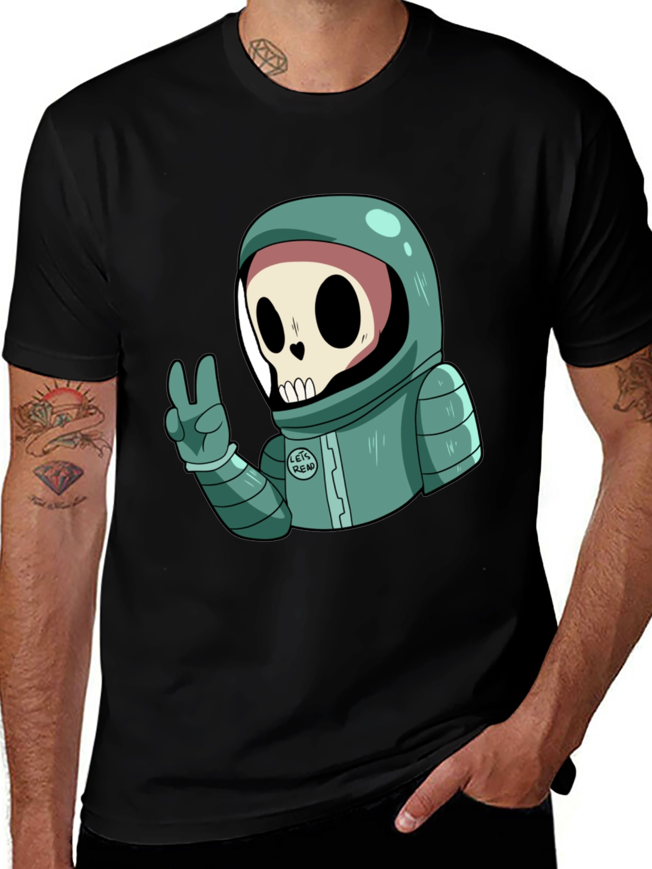 Variant 15 of Grim Astronaut Peace Sign T-Shirt