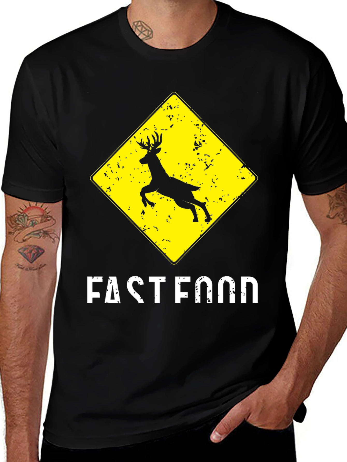 Variant 4 of Fast Food Deer Crossing Graphic T-Shirt