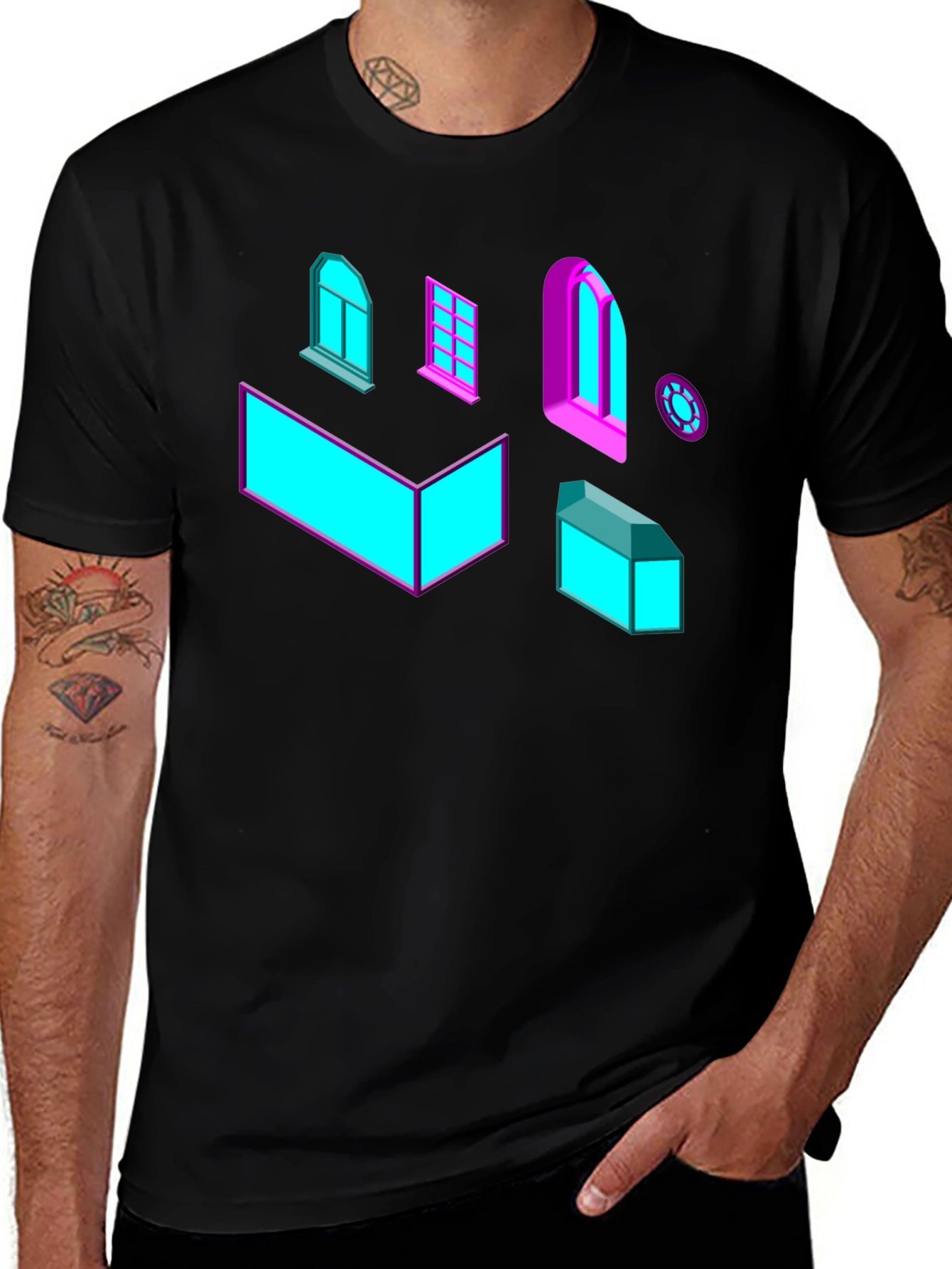 Variant 25 of Geometric Windows Graphic Tee - Black