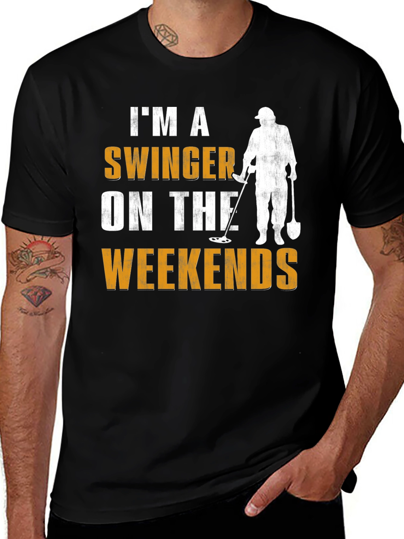 Variant 25 of I'm a Swinger on the Weekends Metal Detecting T-Shirt