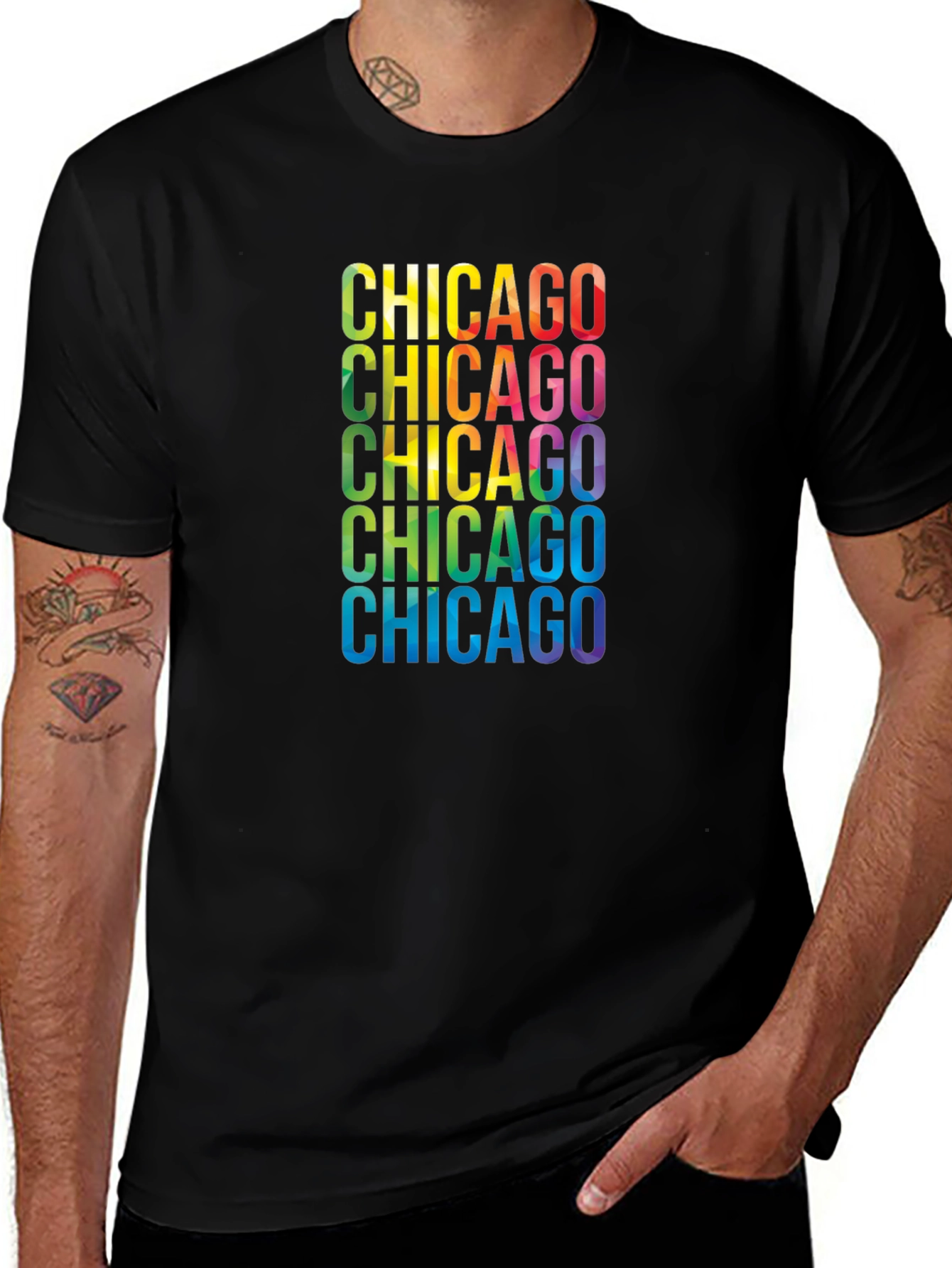 Rainbow Chicago Graphic T-Shirt