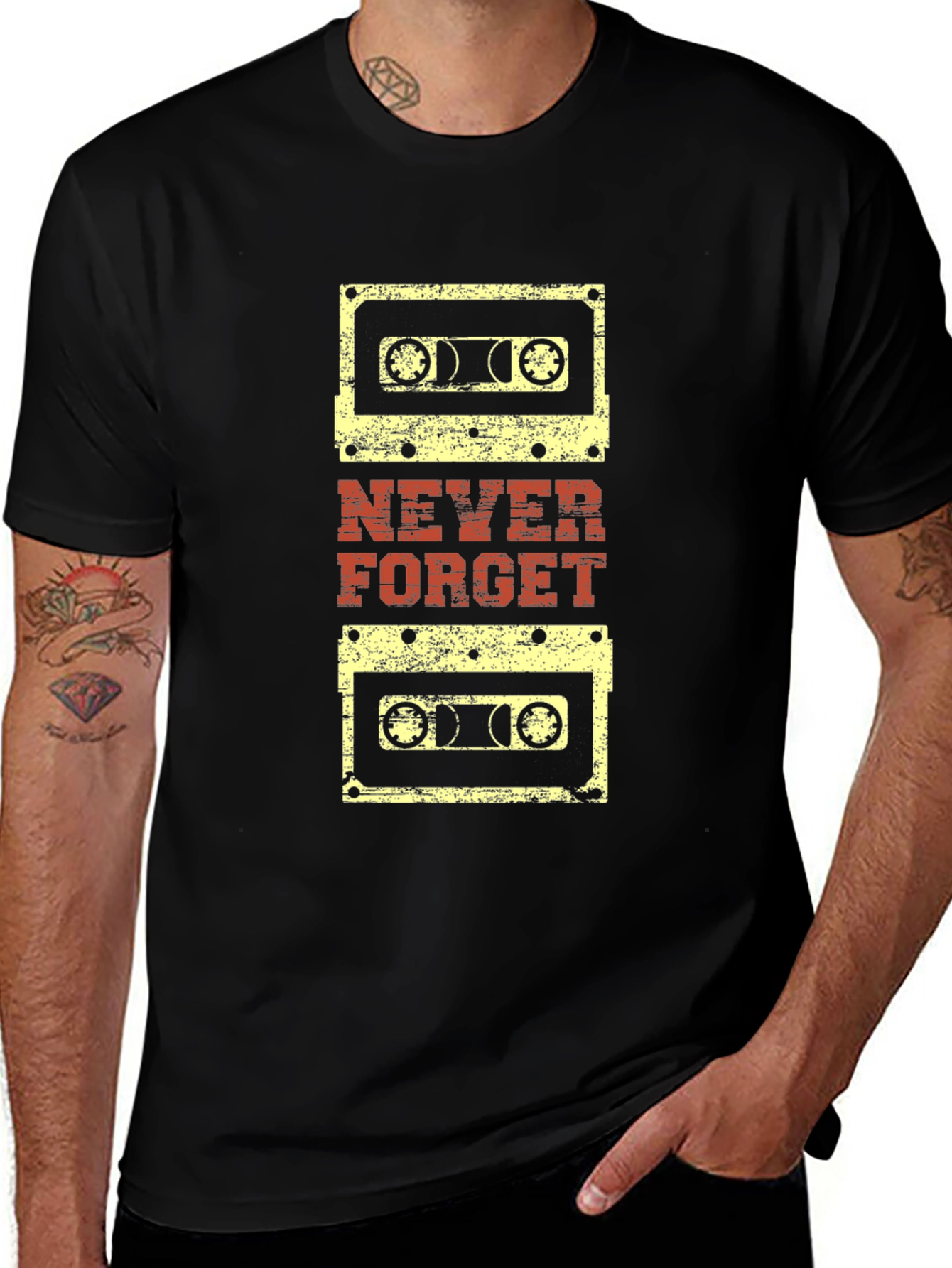 Retro Cassette Tape Never Forget Graphic T-Shirt