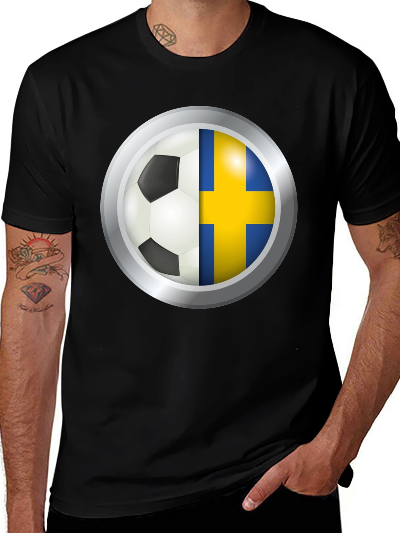 Variant 5 of Sweden Flag Soccer T-Shirt