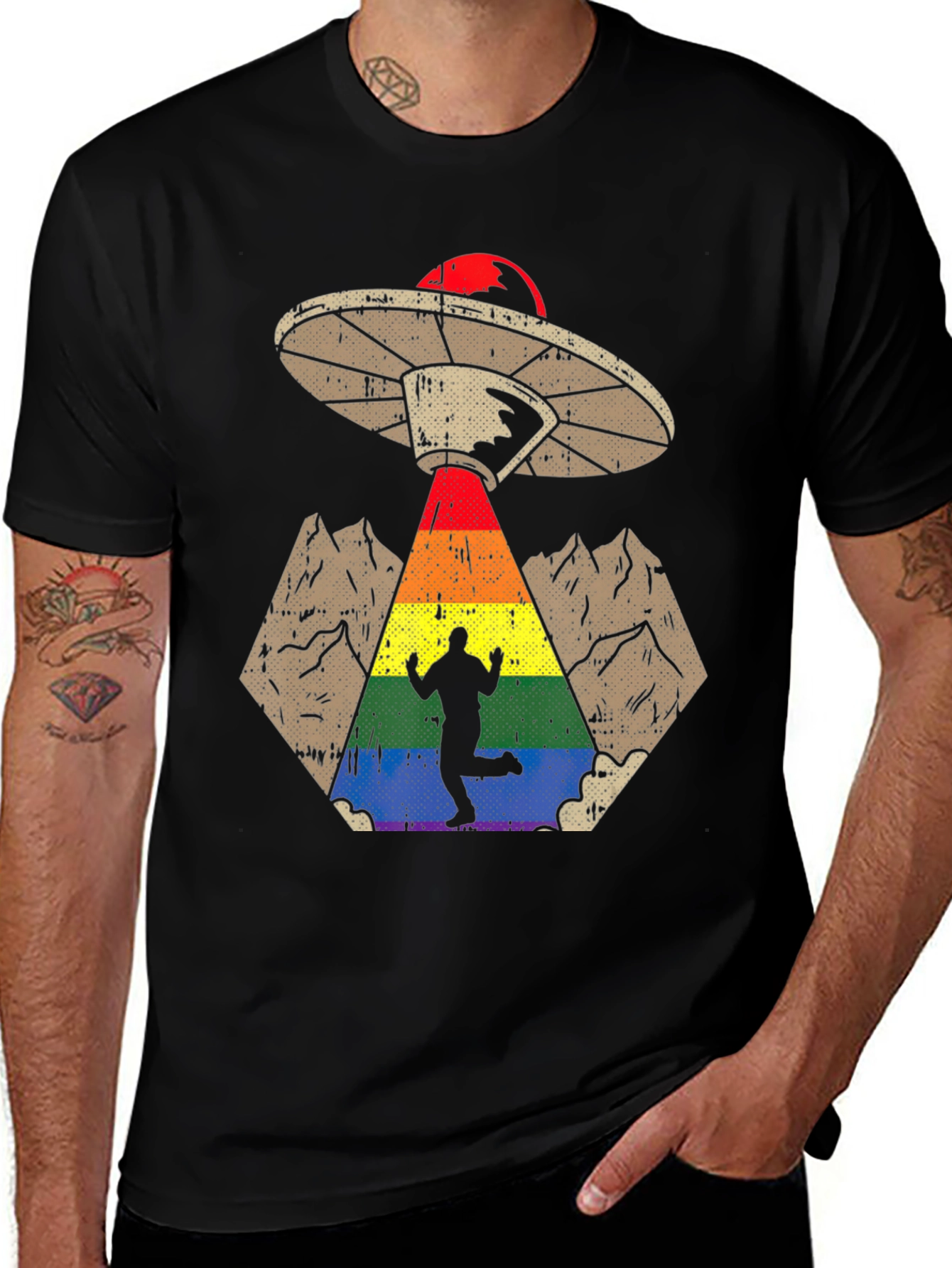Variant 6 of Rainbow Alien Abduction Graphic Tee
