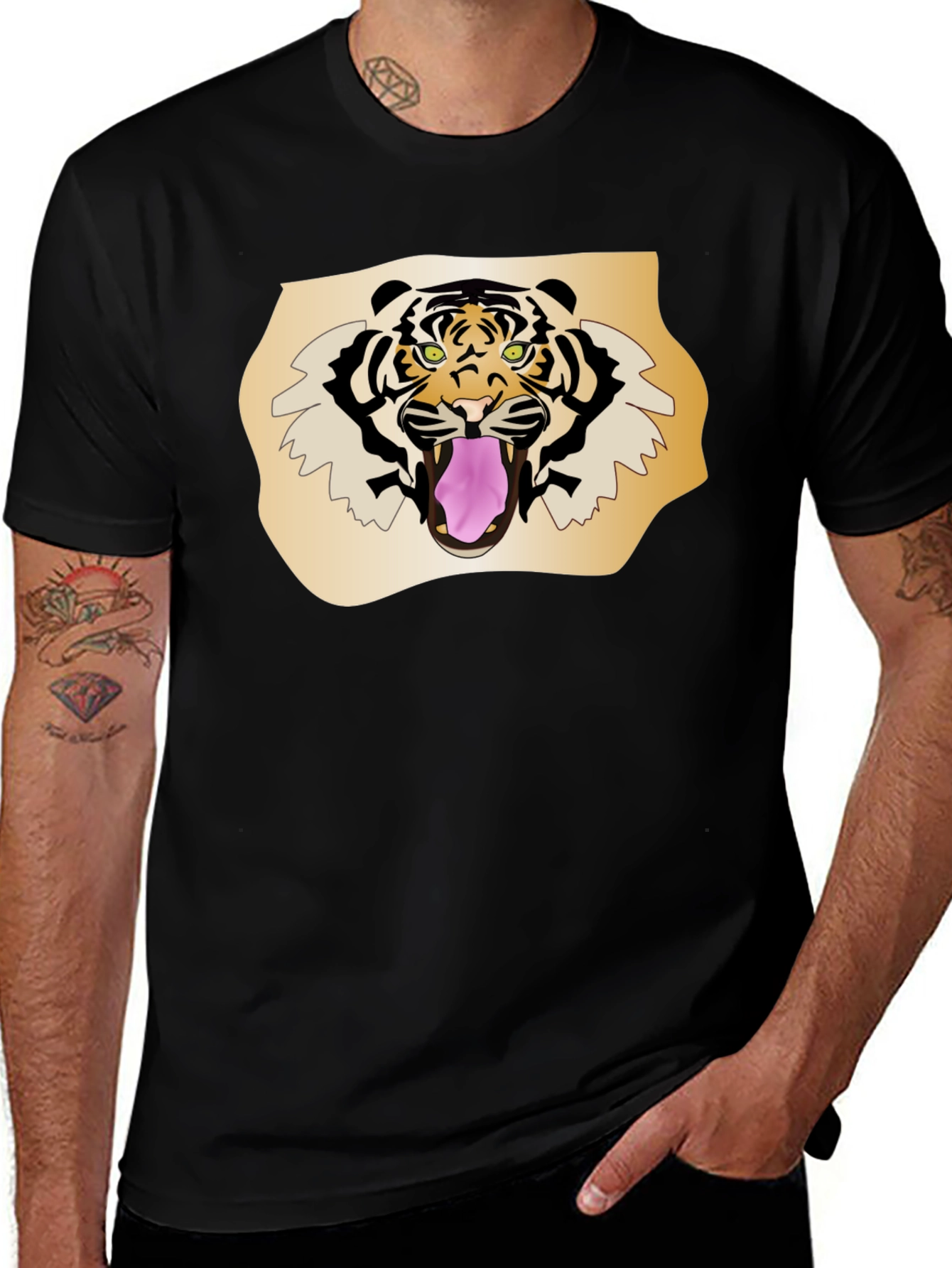 Variant 21 of Tiger Graphic Print Black T-Shirt