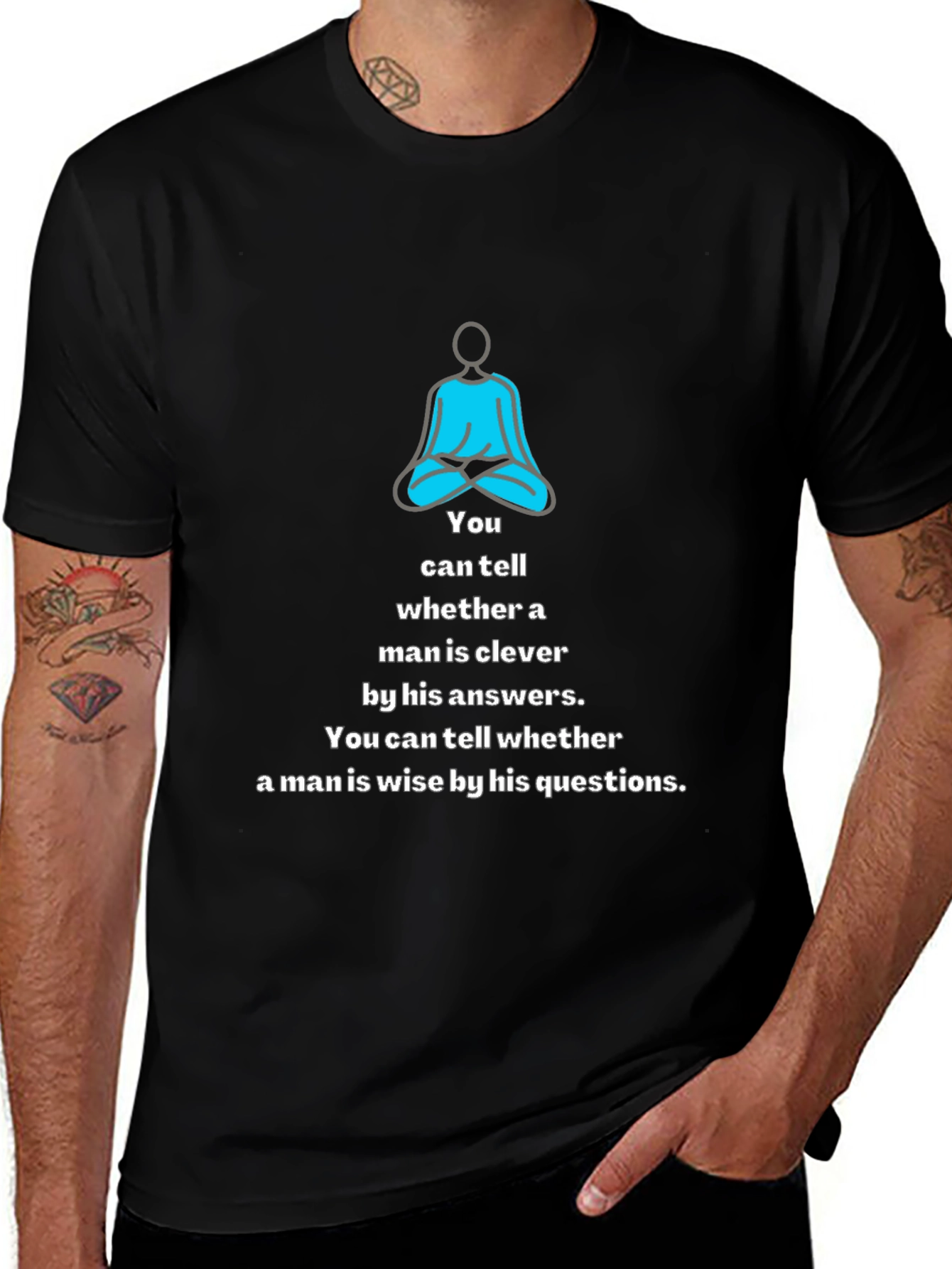 Variant 14 of Men's Black T-Shirt - Wise Man Quote Meditating Design