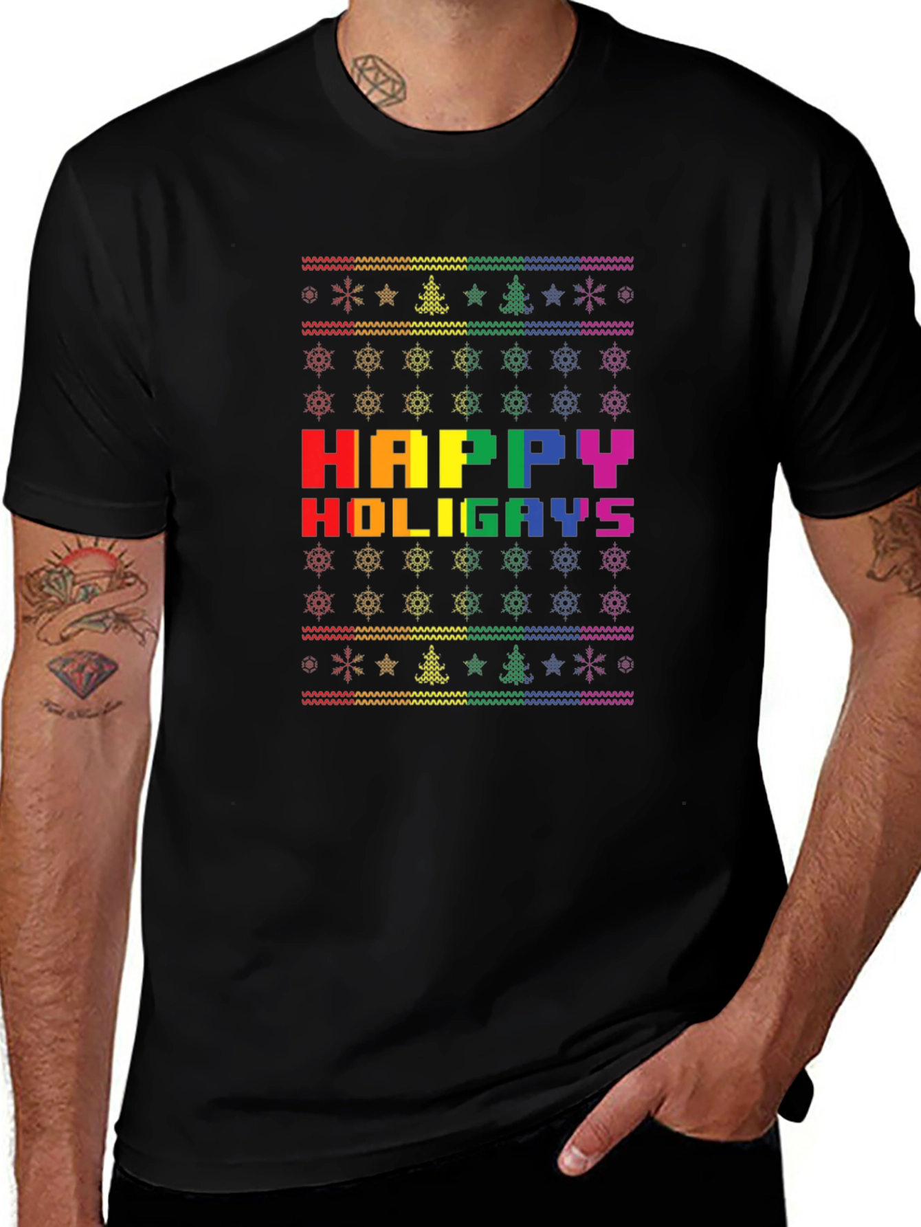 Variant 24 of Happy Holigays Pride Ugly Christmas Sweater T-Shirt