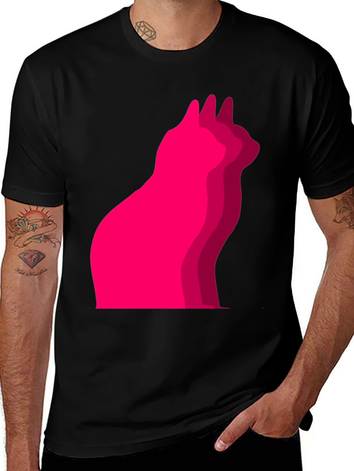Variant 29 of Modern Cat Silhouette T-Shirt - Black