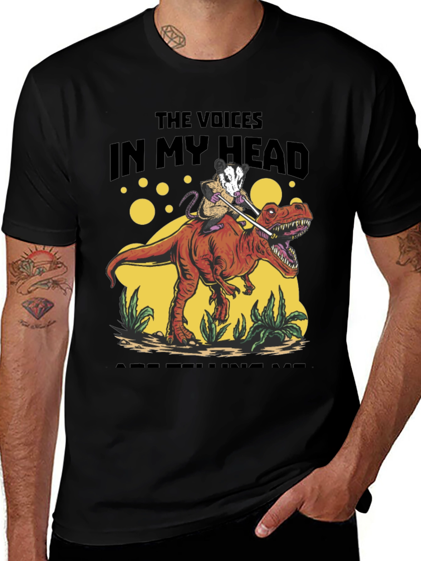 Variant 11 of Opossum Riding Dinosaur T-Shirt - The Voices In My Head
