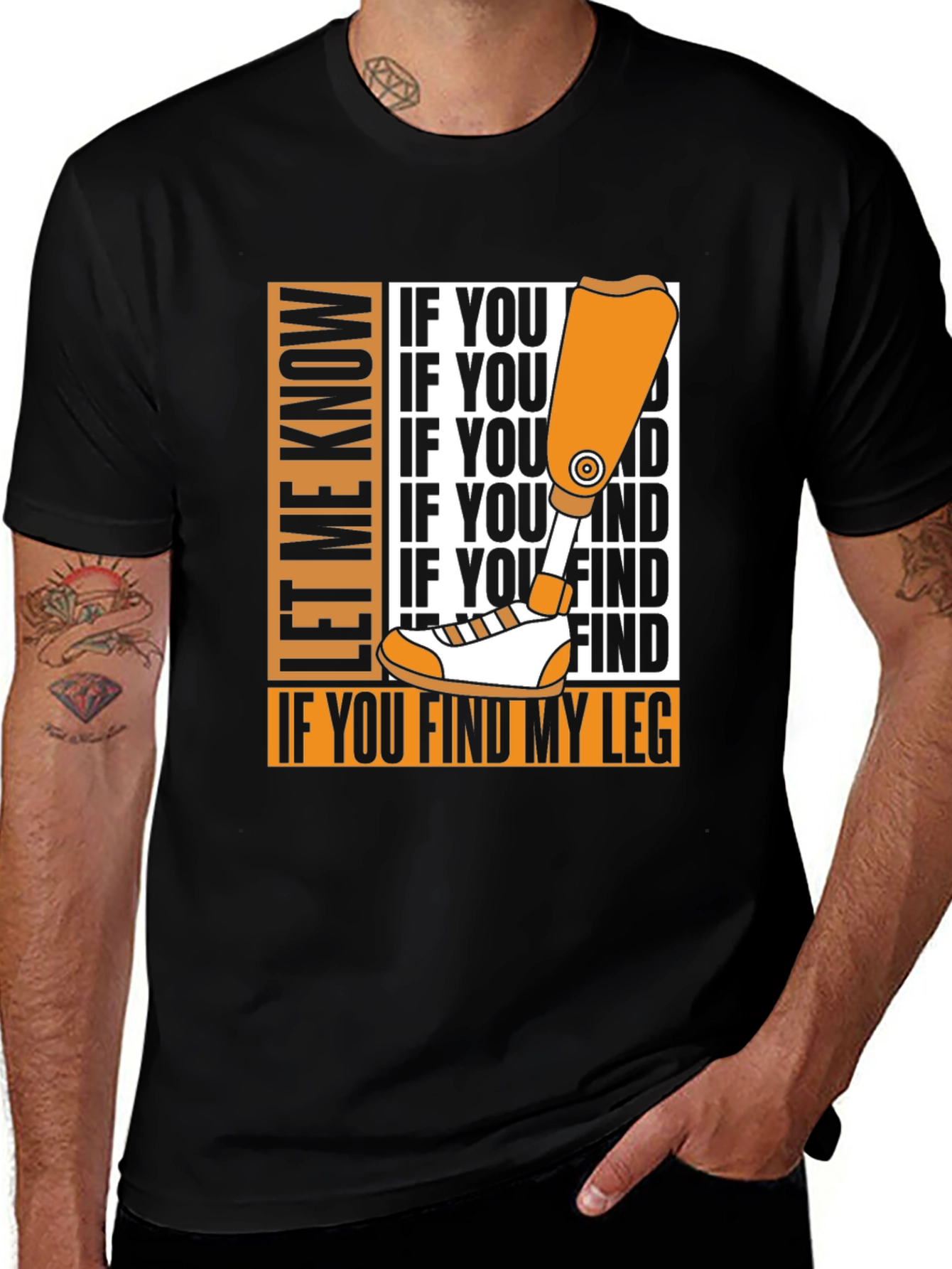 Variant 22 of Funny Prosthetic Leg T-Shirt - "If You Find My Leg"