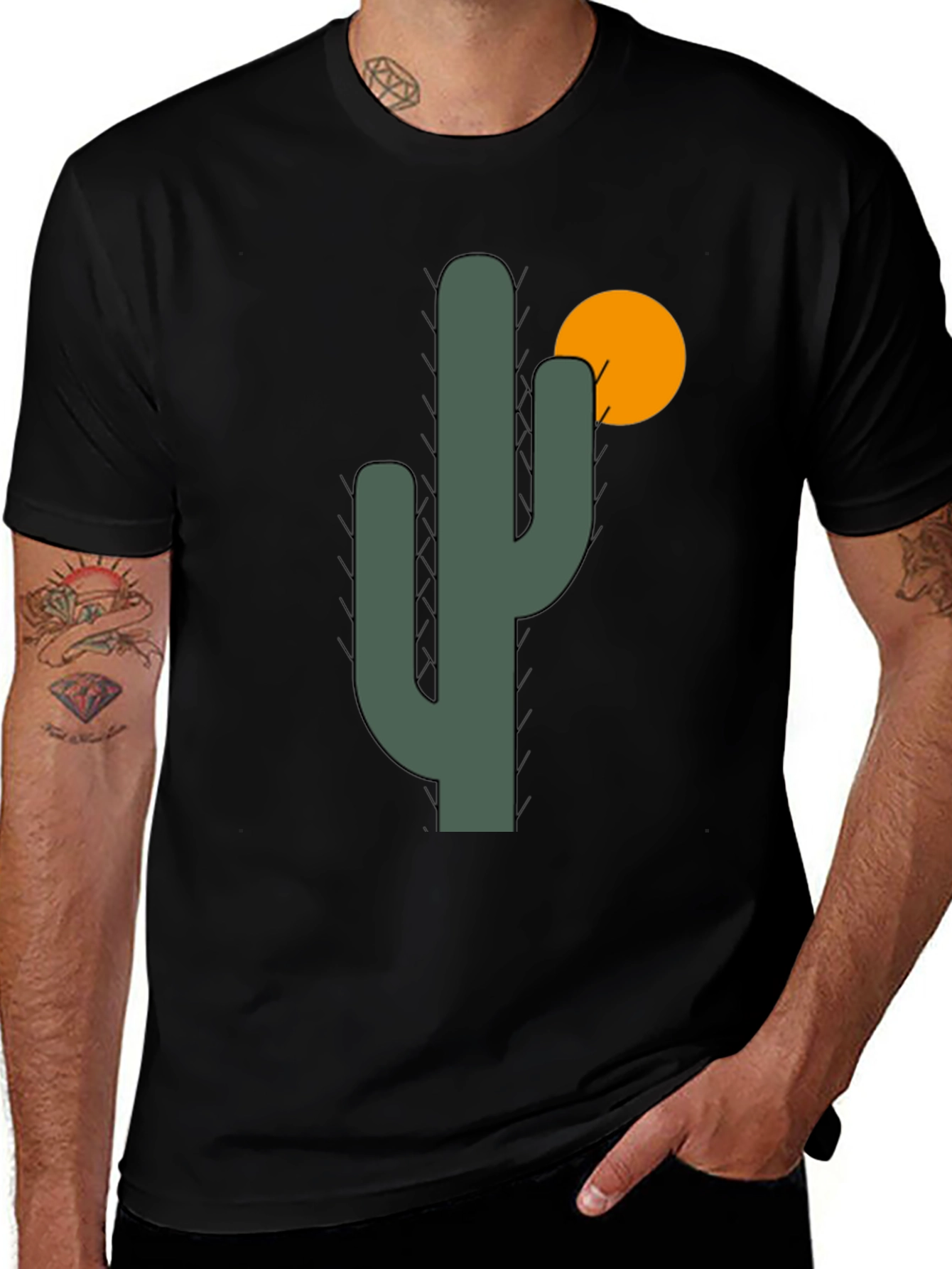 Variant 9 of Cactus Graphic Tee - Desert Vibes Black T-Shirt