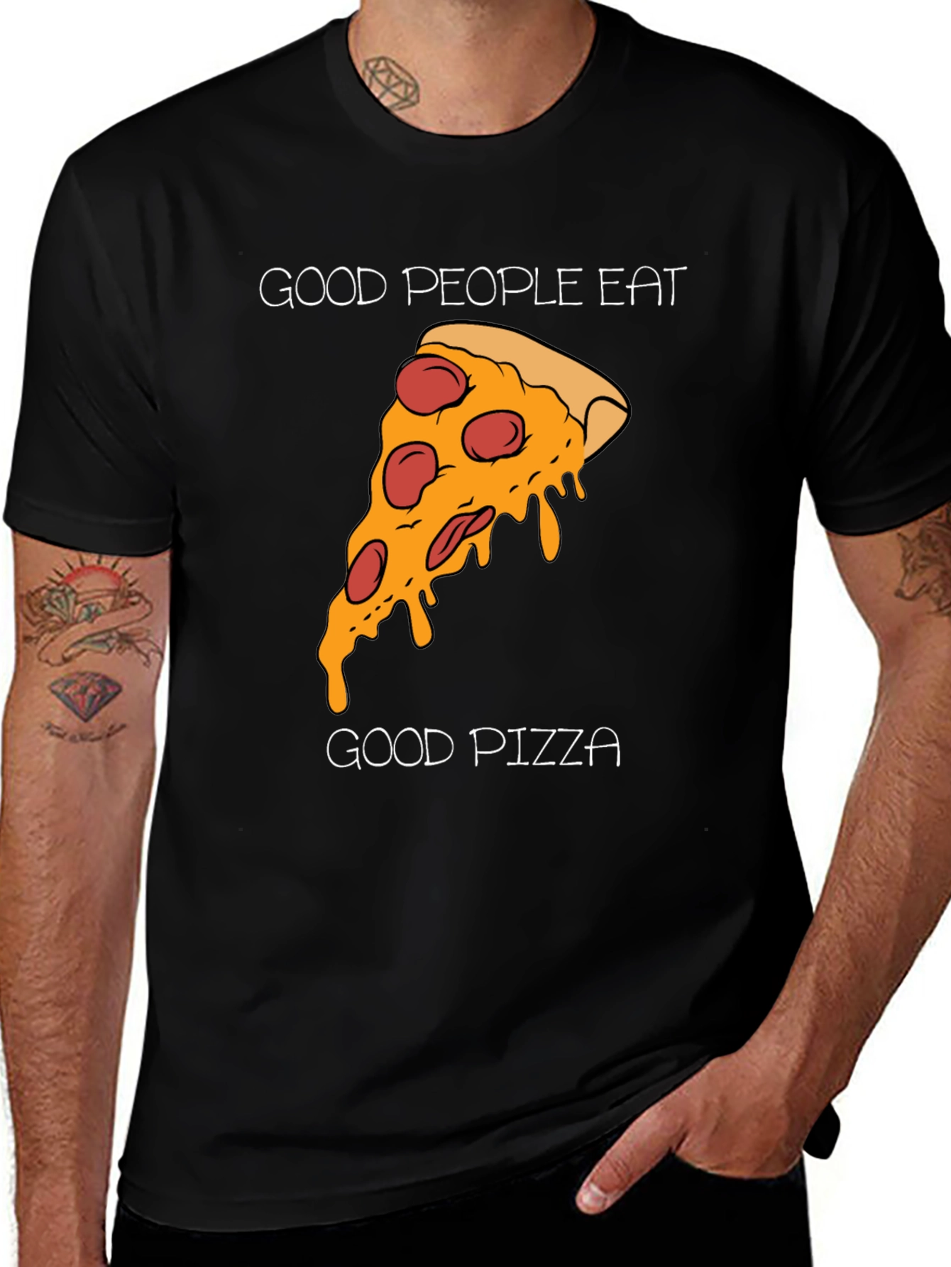 Variant 18 of Good People Eat Pizza Graphic T-Shirt