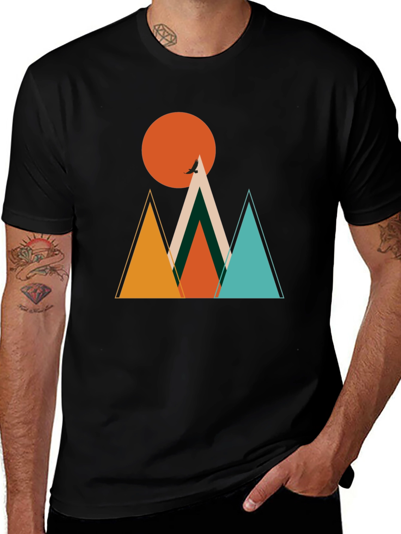 Variant 8 of Geometric Mountain Graphic Tee - Black