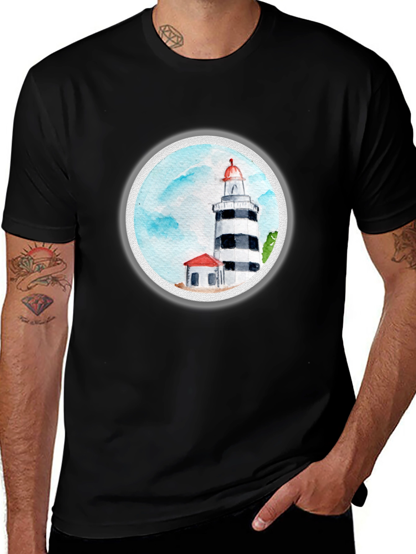 Variant 9 of Lighthouse Graphic Print Tee - Classic Comfort