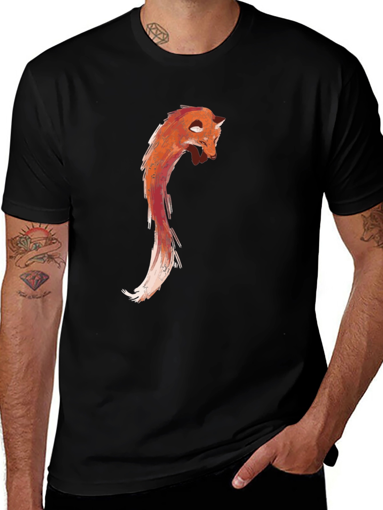 Variant 23 of Fox Graphic Black T-Shirt - Unique Design