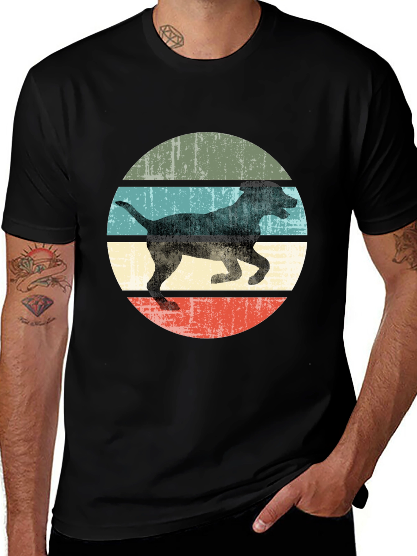 Variant 4 of Retro Dog Silhouette Tee - Vintage Style Comfort