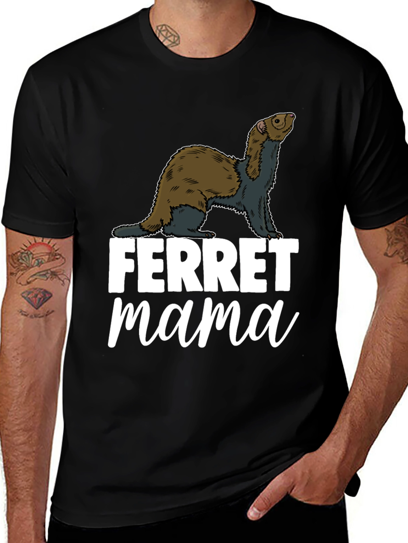 Variant 2 of Ferret Mama Graphic T-Shirt - Black
