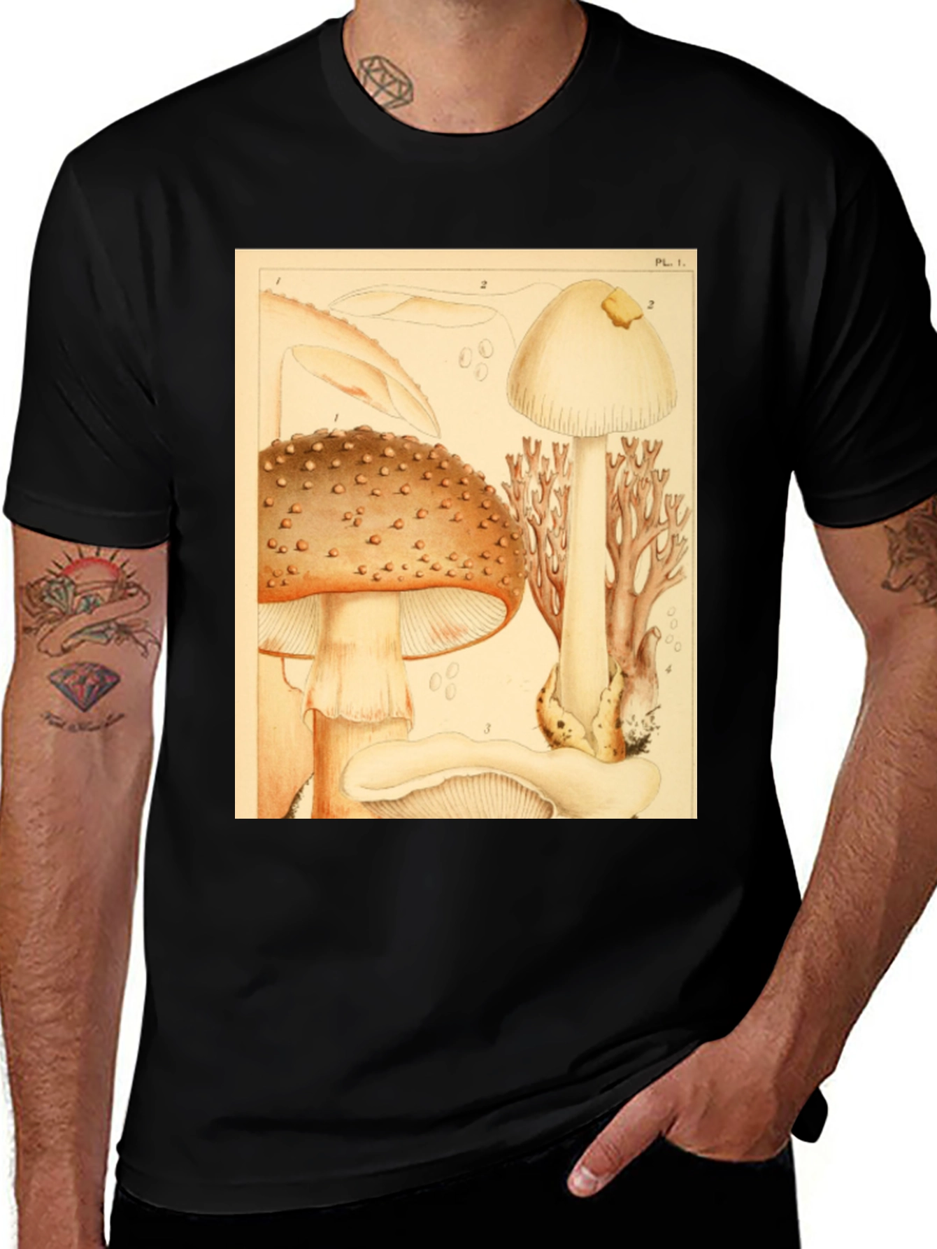 Variant 25 of Mushroom Print T-Shirt - Nature Inspired Tee