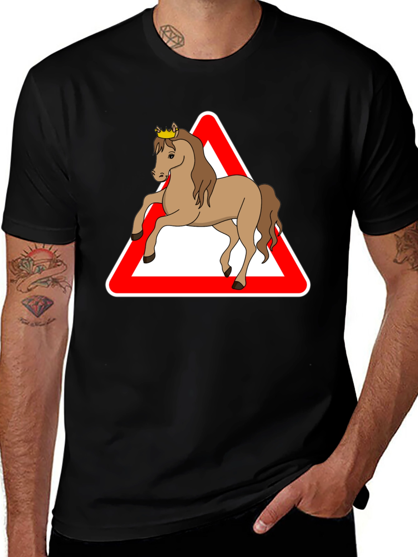 Variant 3 of Horse Crossing Graphic Tee - Unisex Black T-Shirt