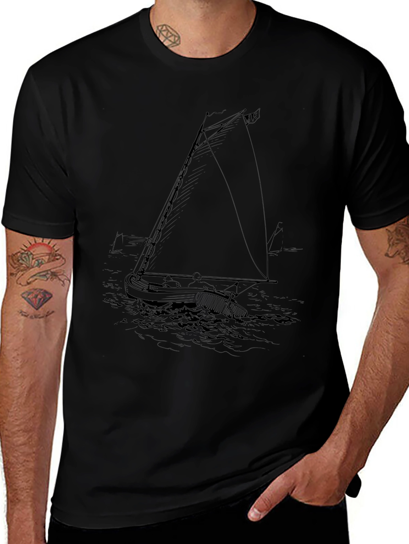 Variant 9 of Nautical Sketch Tee - Black