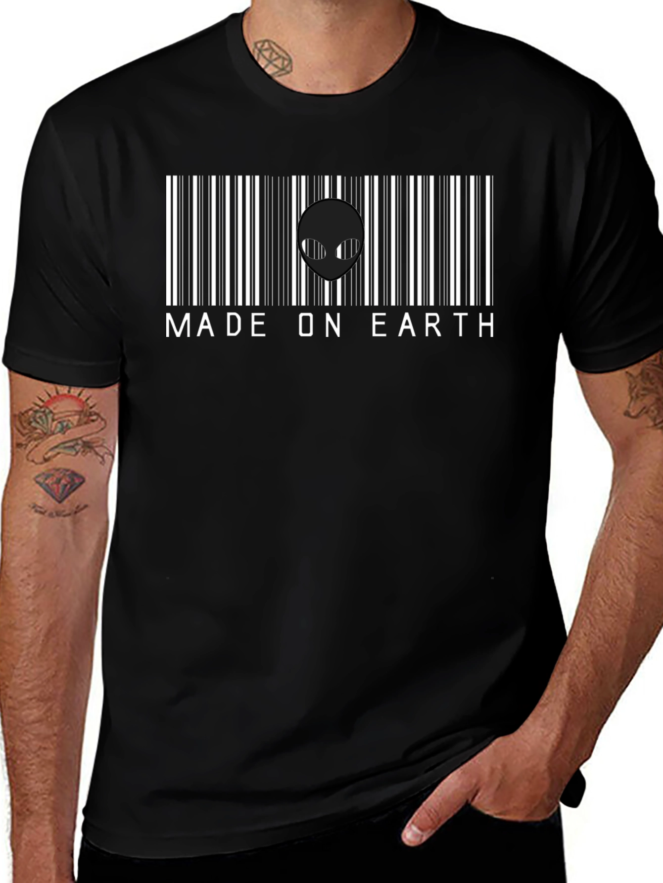 Variant 17 of Made on Earth Alien Barcode T-Shirt