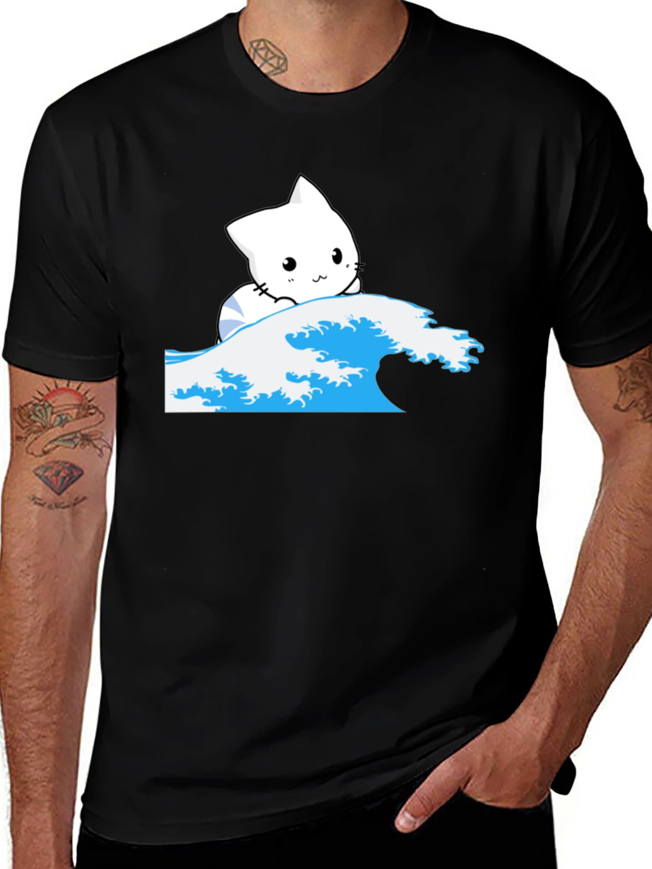 Variant 25 of Cool Cat Wave T-Shirt - Stylish Graphic Tee