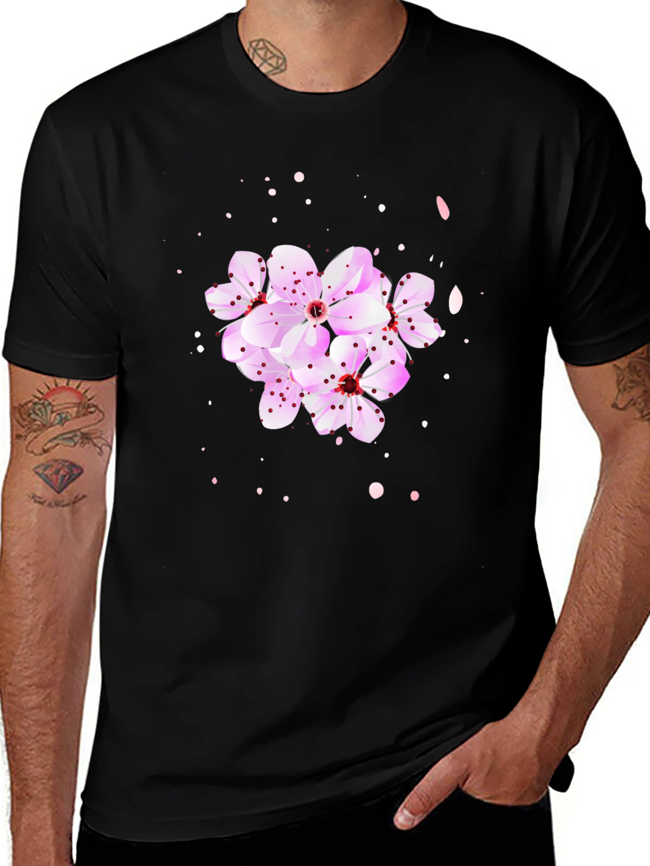 Variant 6 of Floral Print Black T-Shirt