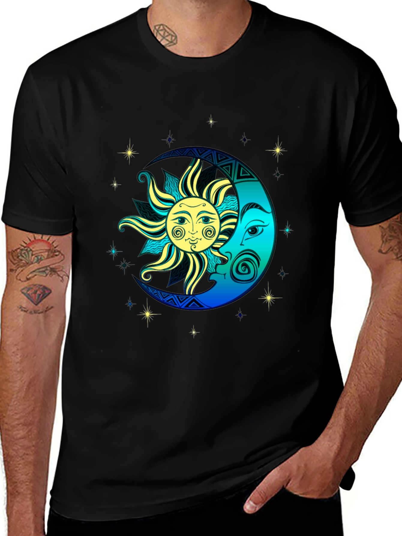 Variant 15 of Sun and Moon Graphic Tee - Celestial Design