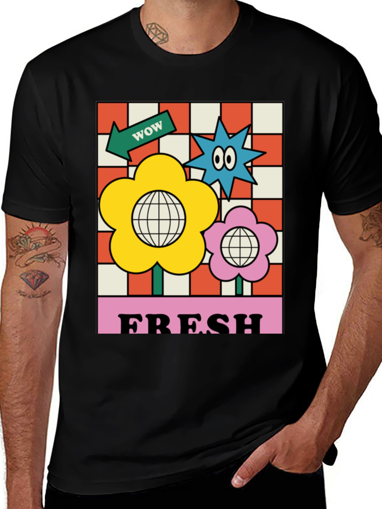 Variant 16 of Retro Fresh Graphic Tee - Cool Floral T-Shirt