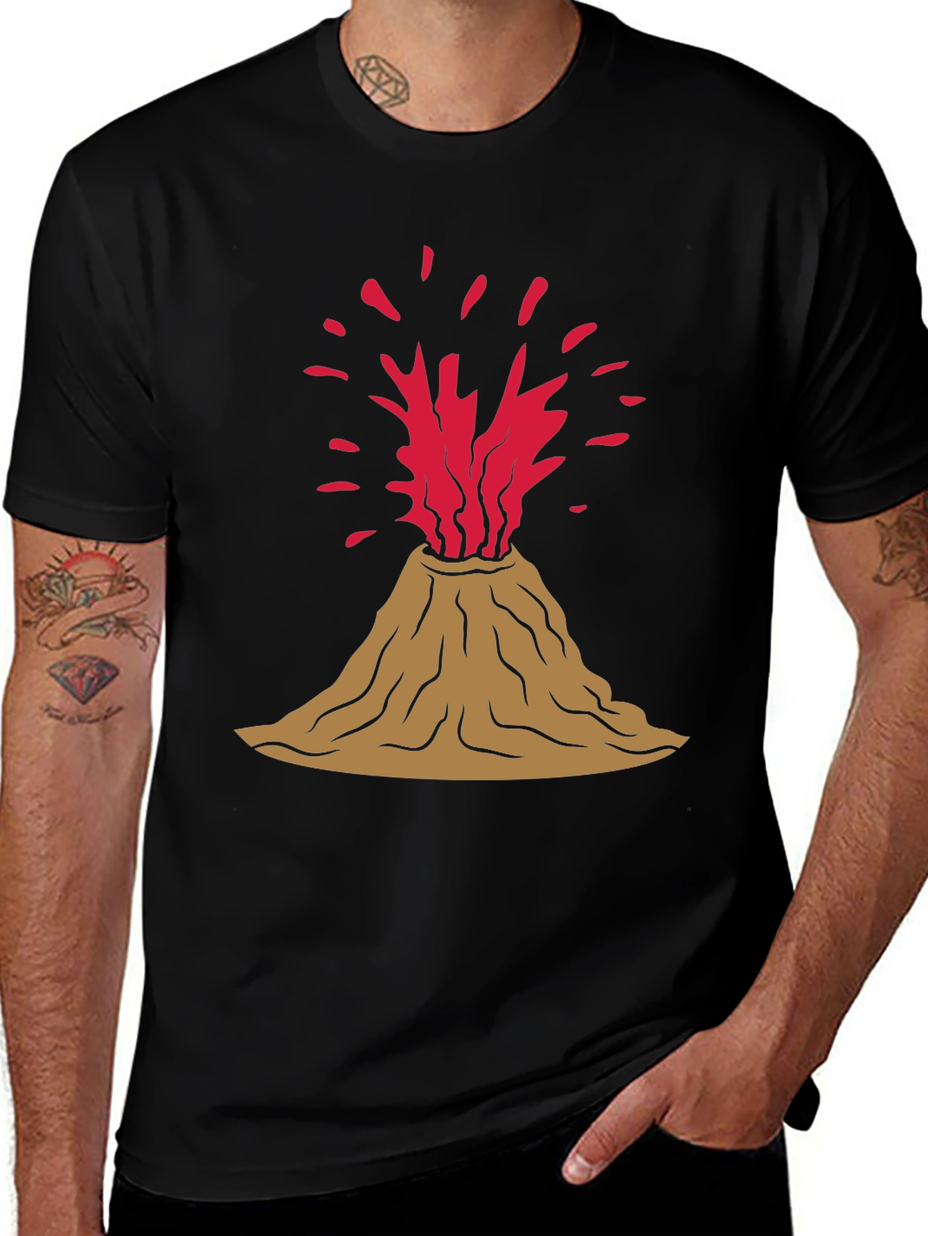 Variant 11 of Volcano Eruption Graphic Tee - Black