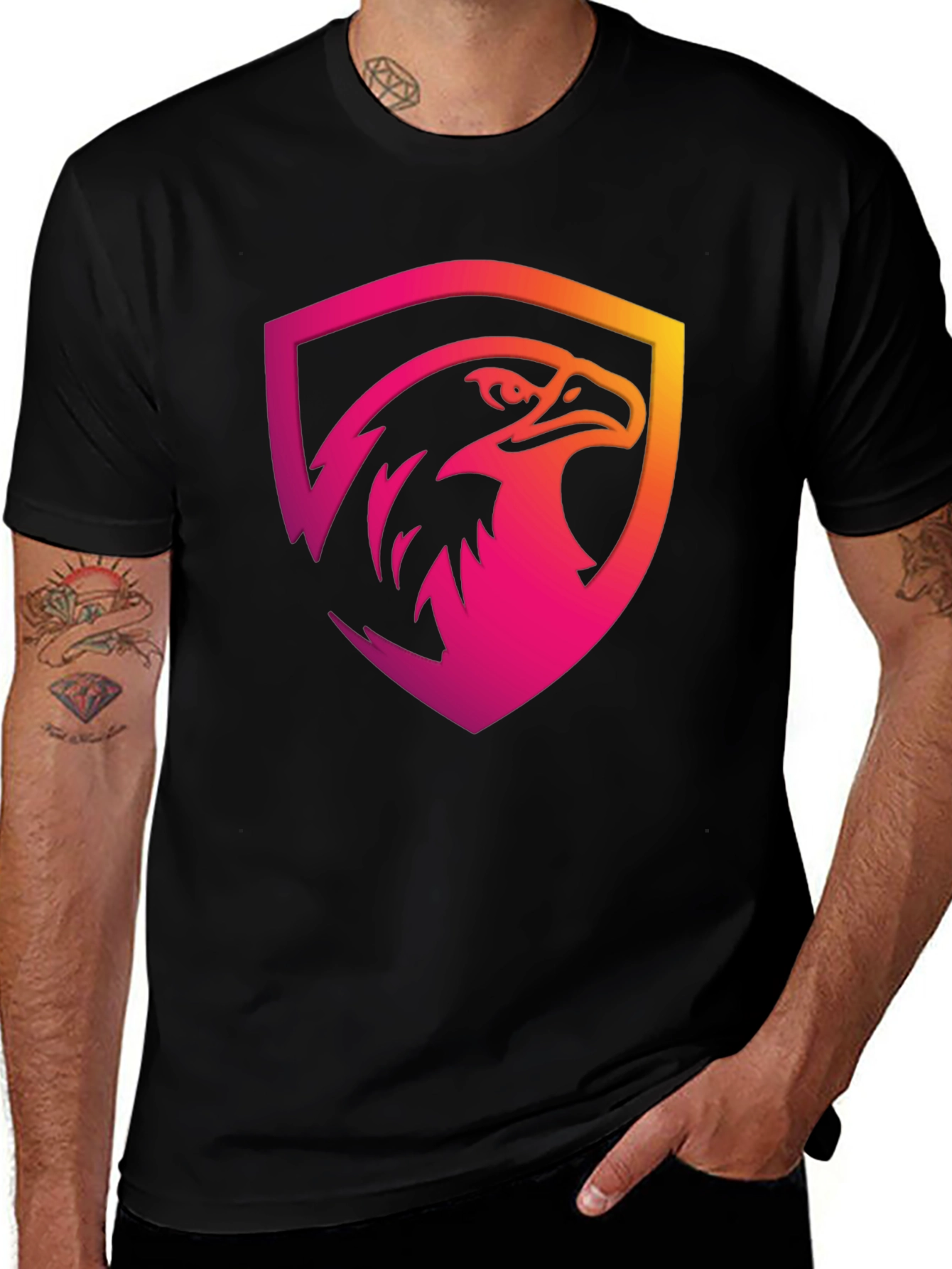 Variant 4 of Gradient Eagle Shield Graphic Black T-Shirt
